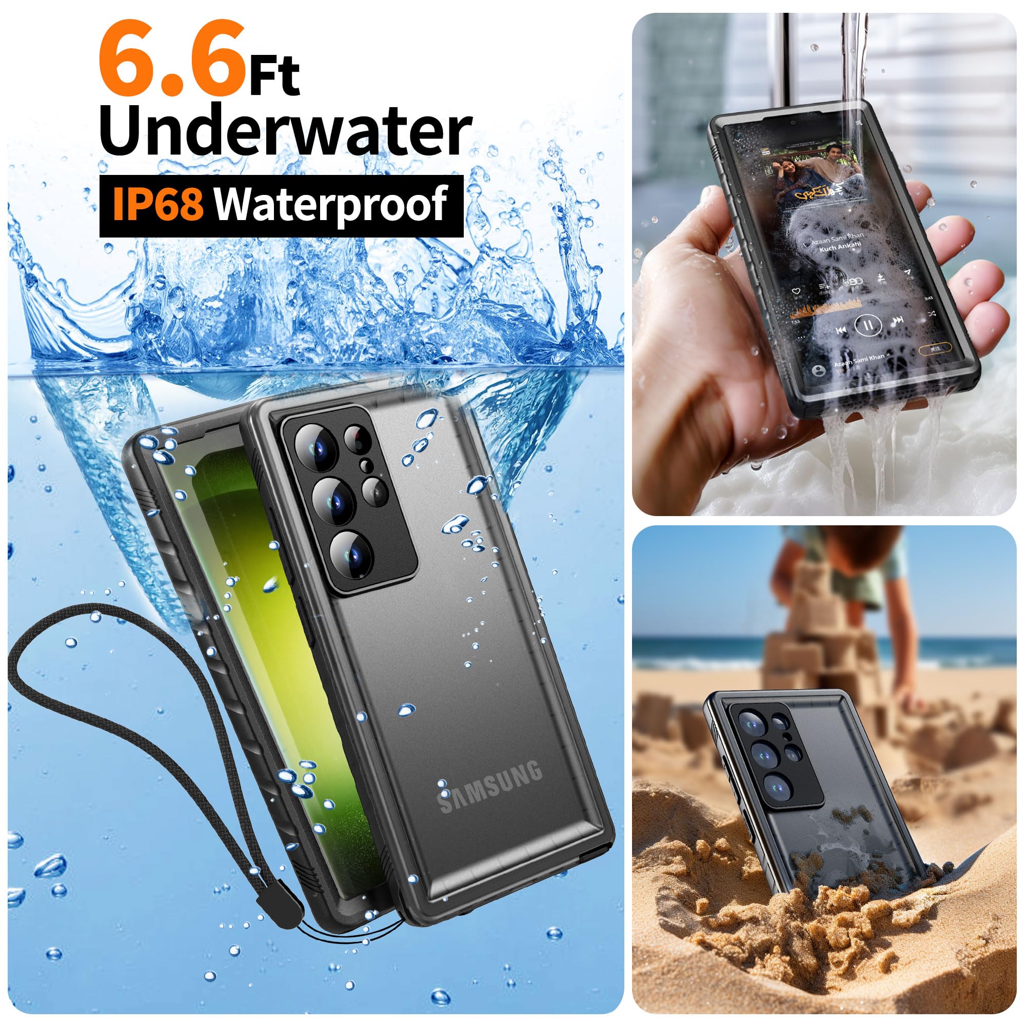 Samsung Galaxy S24 Ultra Waterproof Case - 360° Heavy Duty Shockproof Full Body Protection with Screen & Camera Protector | IP68 Dustproof Slim Design for Outdoor, Travel & Extreme Sports