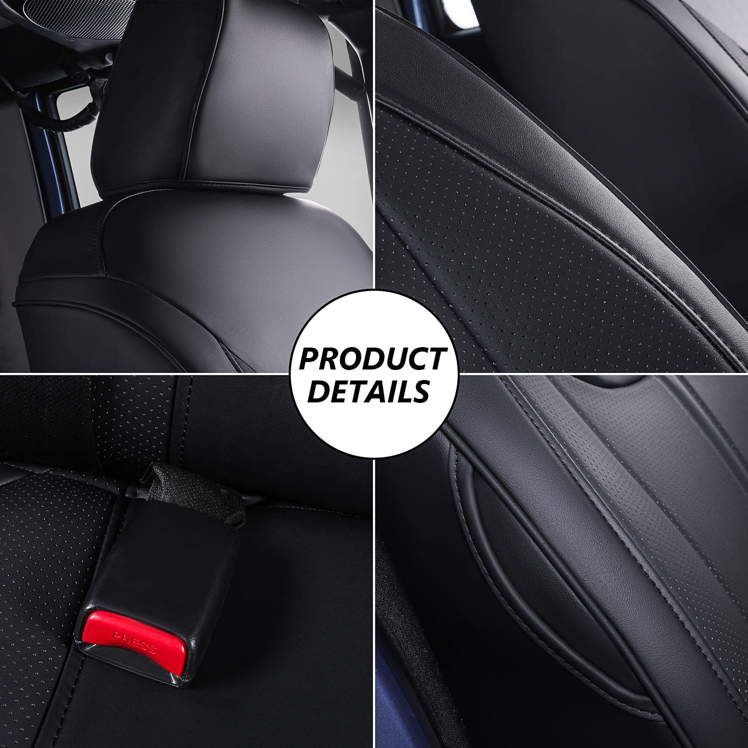 Xipoo PU Leather Car Seat Covers for 2013-2017 Jeep Wrangler JK - Front & Back Seat Protectors, 4-Door Replacement Covers (Black) | Durable & Comfortable for Off-Roading, Daily Commute & Adventure Trips