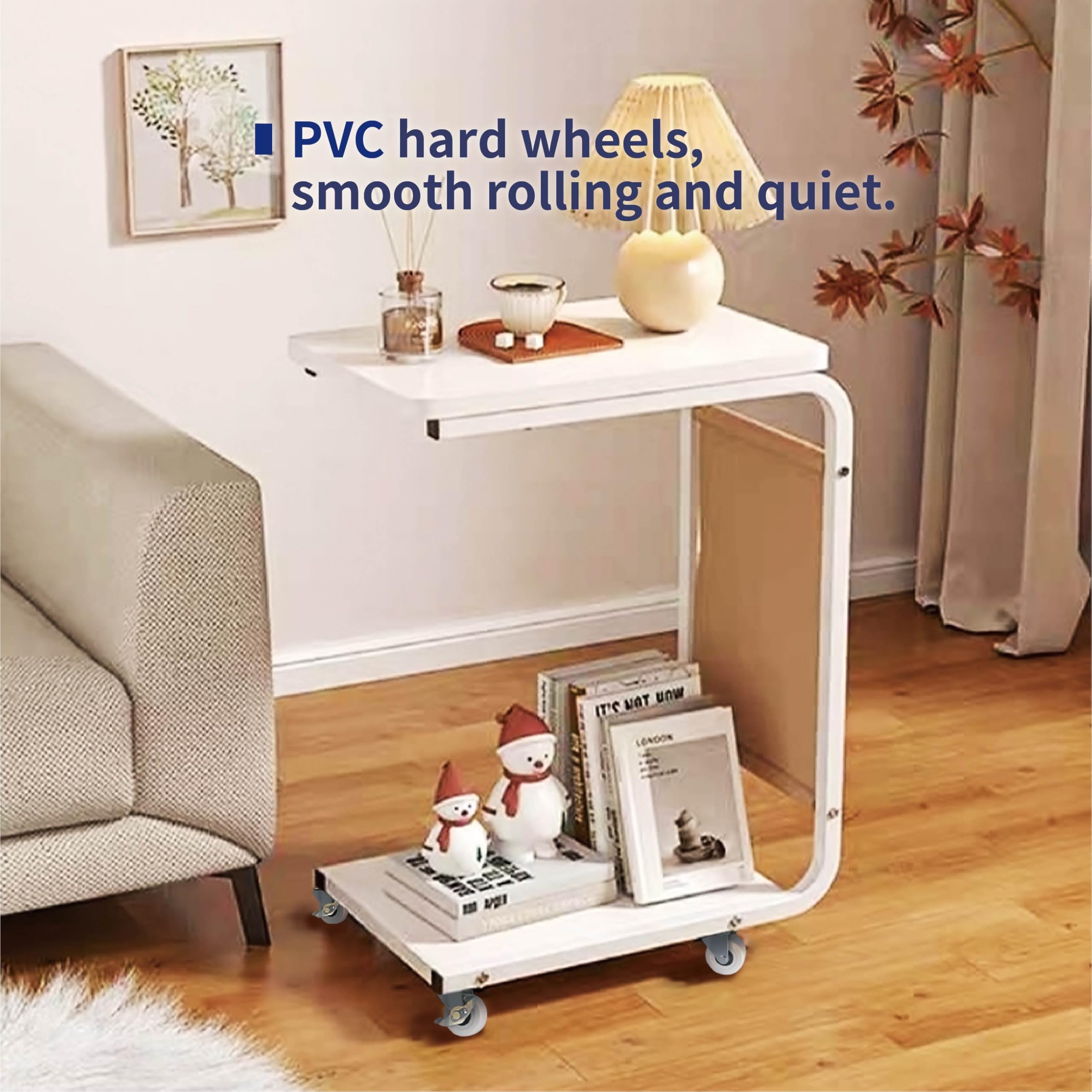 2 Inch M6 Threaded Stem Caster Wheels - PVC Silent Noiseless Non-Scratch Casters for Tiny Shelves & Storage Carts - Set of 2 Brake & 2 Swivel Wheels - Perfect for Office, Kitchen, Laundry Room & Home Organization