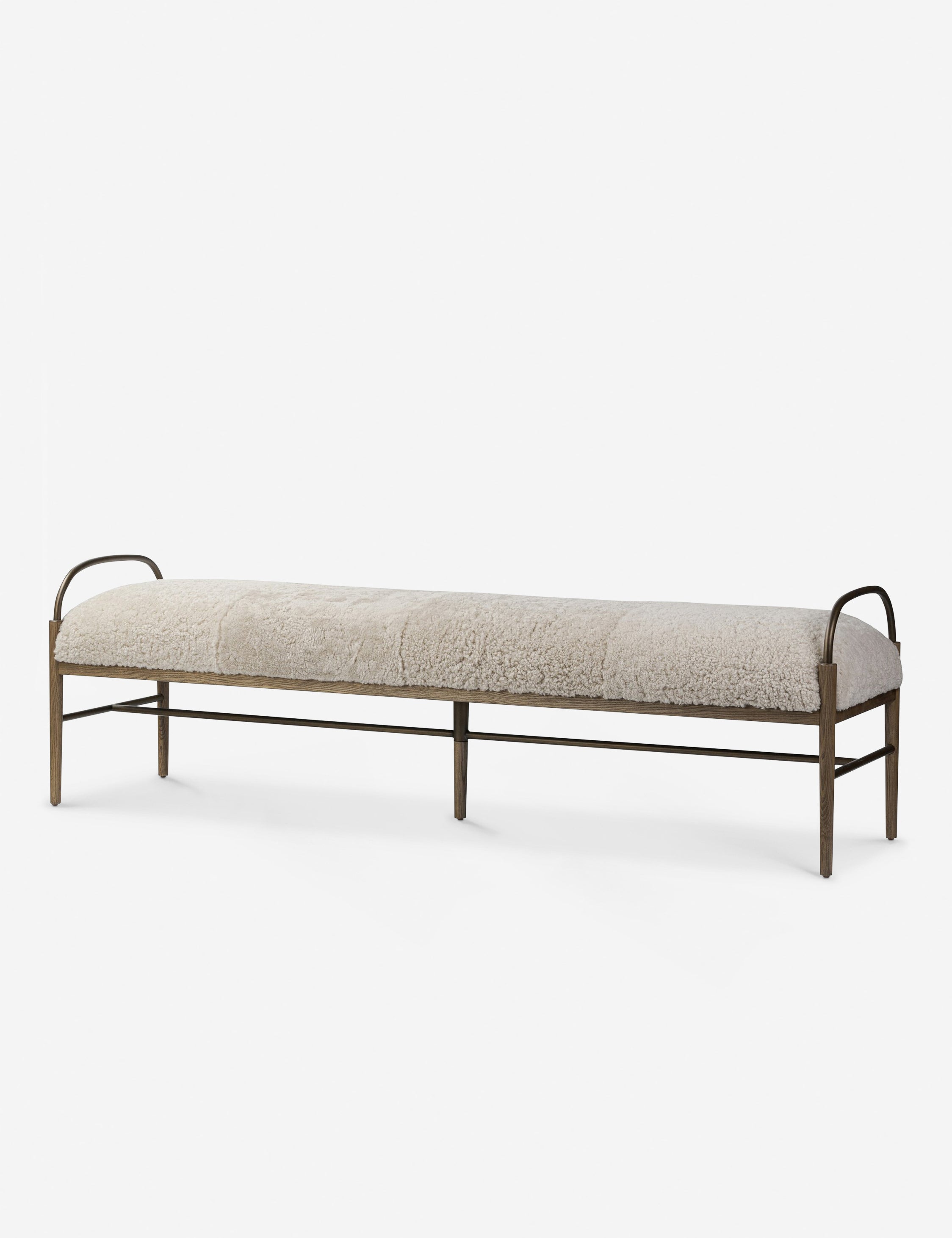 Amber Lewis x Four Hands Demi Bench - Modern Wooden Entryway Bench with Upholstered Seat - Perfect for Hallway, Living Room, or Bedroom Decor