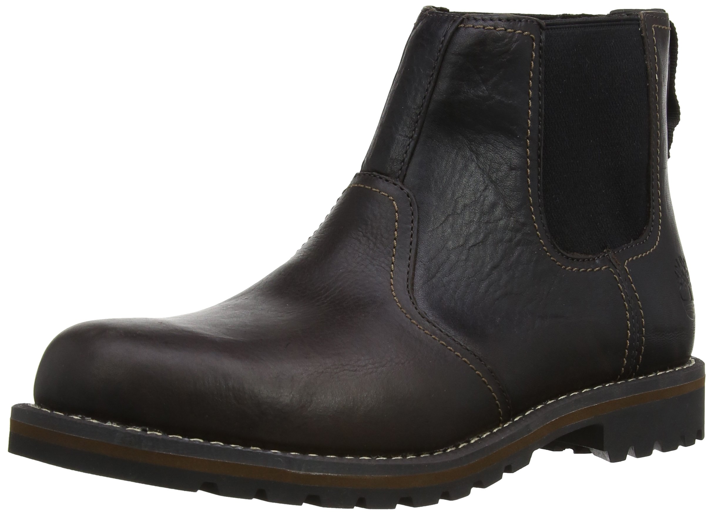 Timberland Men's Larchmont Dark Brown Leather Chelsea Boots - Waterproof Ankle Boots for Men, Comfortable Slip-On Work Boots (Size 7.5 M US) - Perfect for Outdoor Hiking, Work & Casual Wear