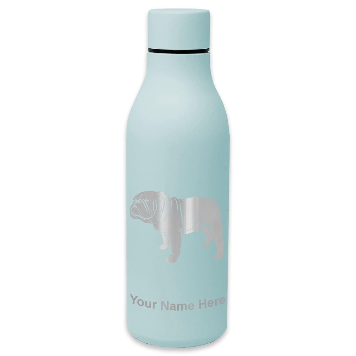 **LaserGram Double Wall Insulated Stainless Steel Water Bottle with Bulldog Design - Personalized Engraving, Leakproof & BPA-Free - Perfect for Gym, Hiking, Office & Outdoor Activities**