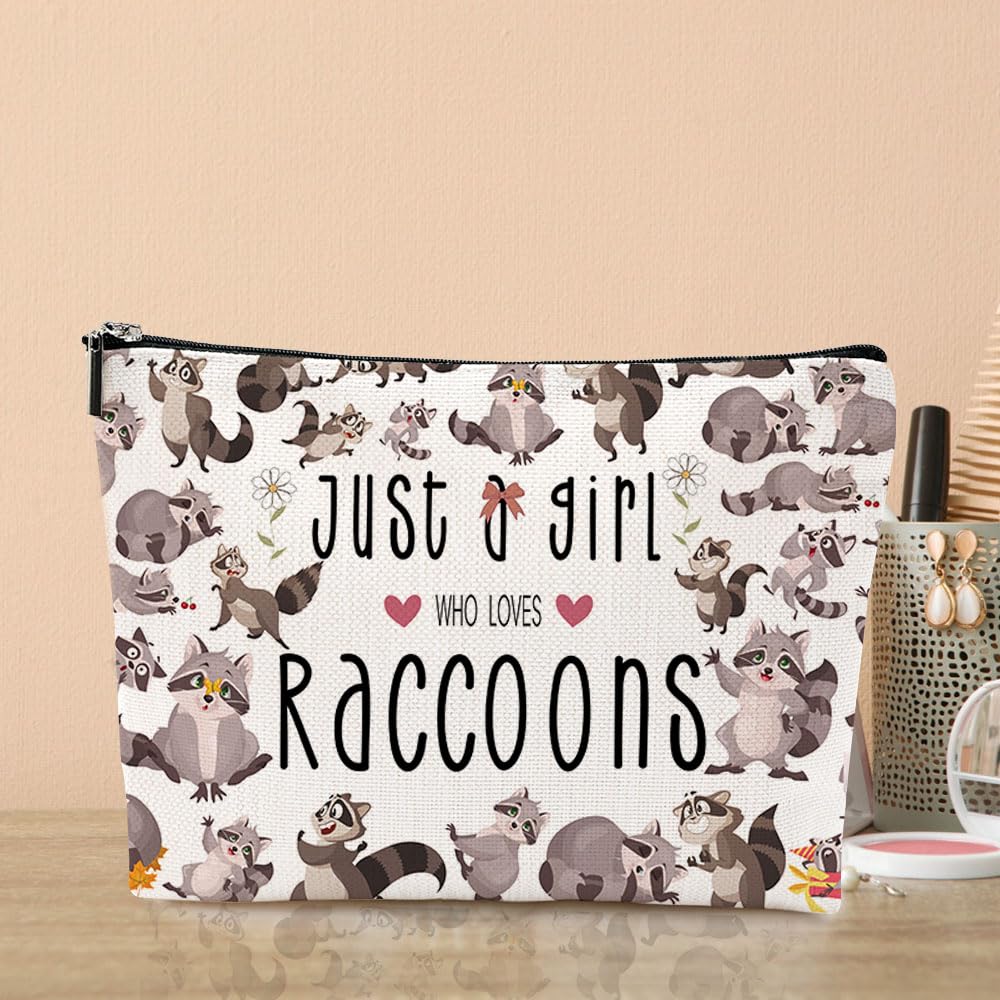 Cute Raccoon Makeup Bag - Perfect Gift for Women & Girls Who Love Raccoons - Funny Christmas Birthday Present for Teens, Best Friend, Daughter, BFF, Sister - Waterproof Cosmetic Case for Travel, School & Daily Use