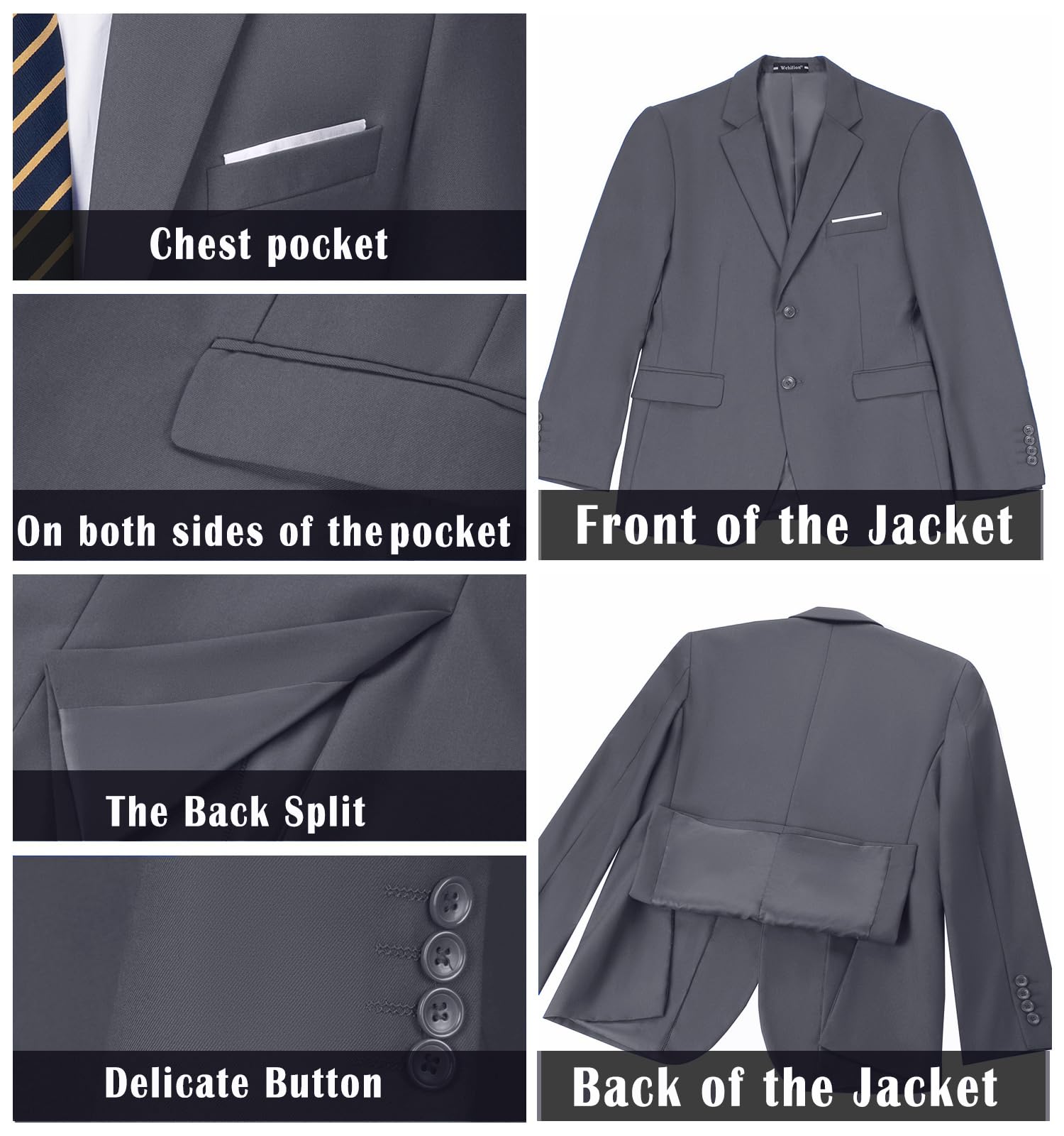 Men's Slim Fit 2-Piece Suit Set | Groomsmen Tuxedo & Blazer with Tie | Wedding, Prom & Formal Occasion Outfit | Jacket & Pants