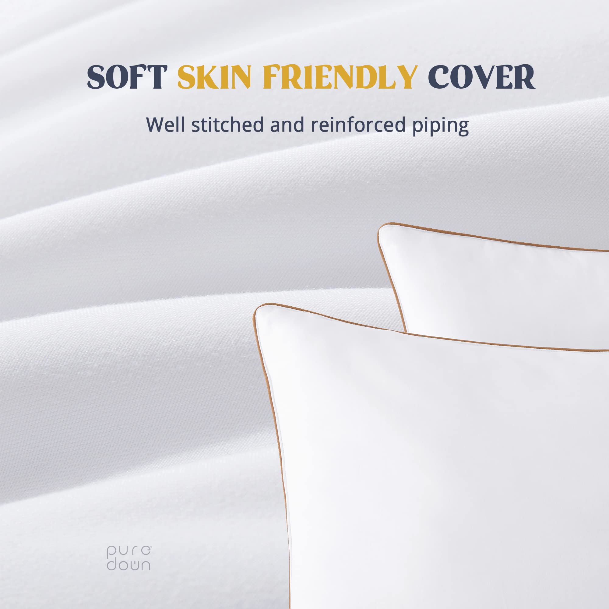 Premium Goose Feather & Down Pillows - Medium Firm Support for Side & Back Sleepers - 100% Cotton Cover - 2 Pack Queen Size (20x30 Inches) - Ideal for Hotels, Guest Rooms & Luxury Bedding