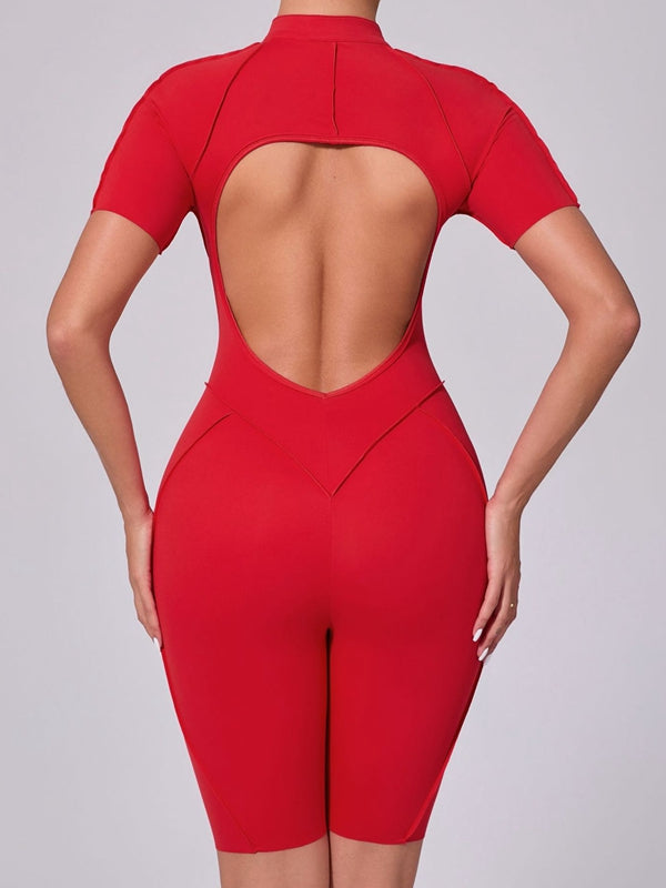 ZASUWA Women's Sexy Backless Zipper Scrunch Bum Jumpsuit - Stretchy Bodycon Romper for Clubwear, Night Out & Date Night