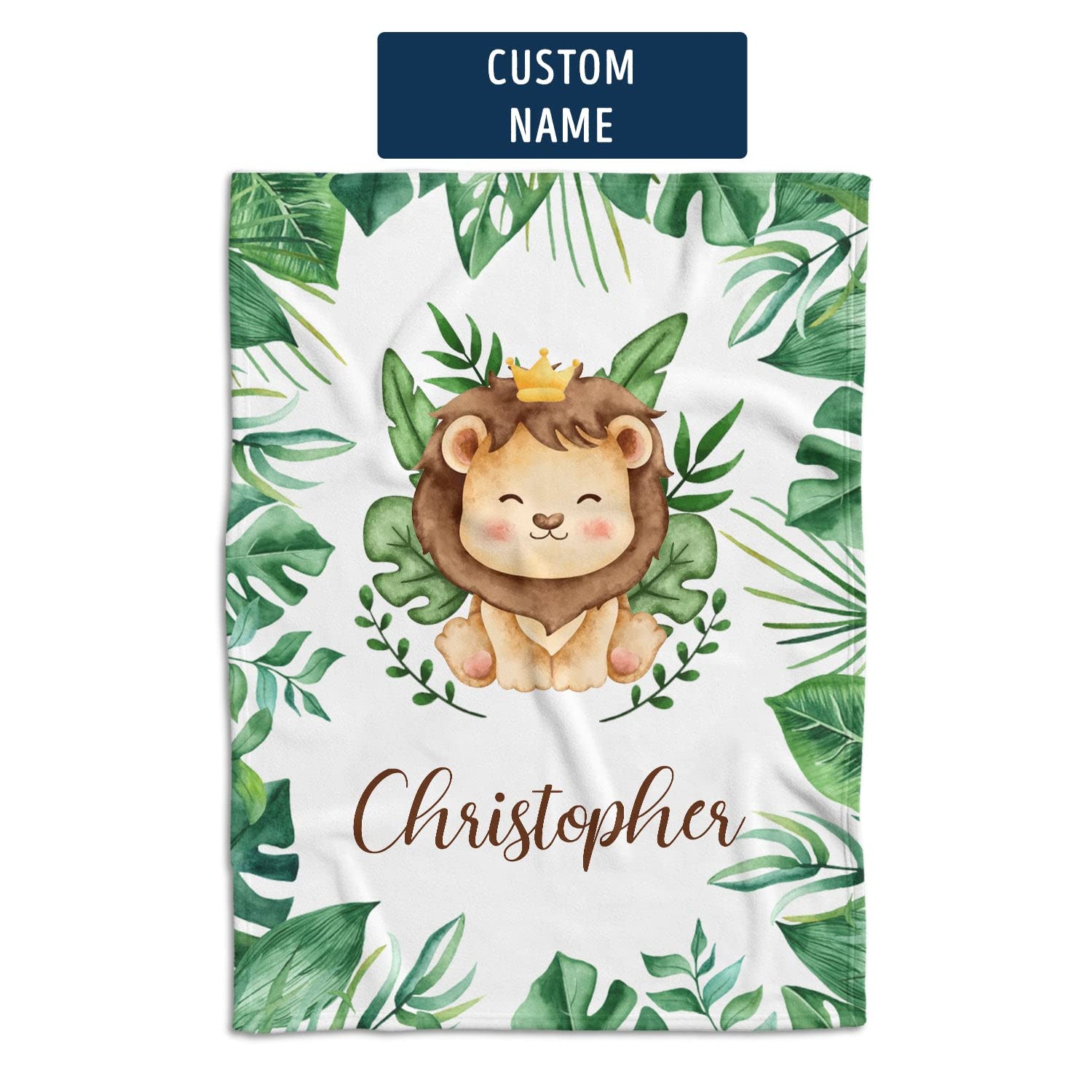 Personalized Baby Name Blankets - Custom Lion & Woodland Swaddle Blankets for Boys, Soft Lightweight Newborn Infant Toddler Blanket - Perfect for Nursery, Gift & Photo Shoots