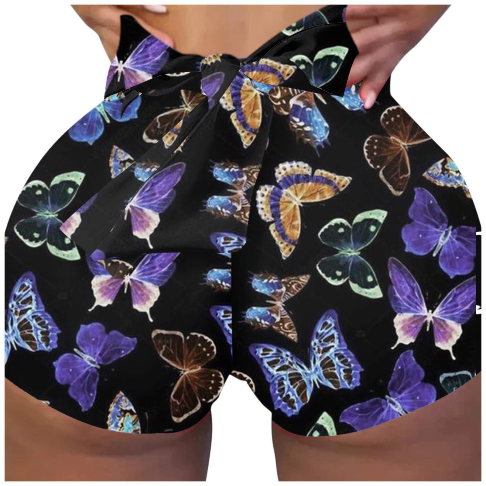 Butterfly Print Yoga Shorts for Women - High Waisted Workout Shorts, Sexy Clubwear, Comfortable Homewear - Perfect for Yoga, Gym, Running & Lounge Wear