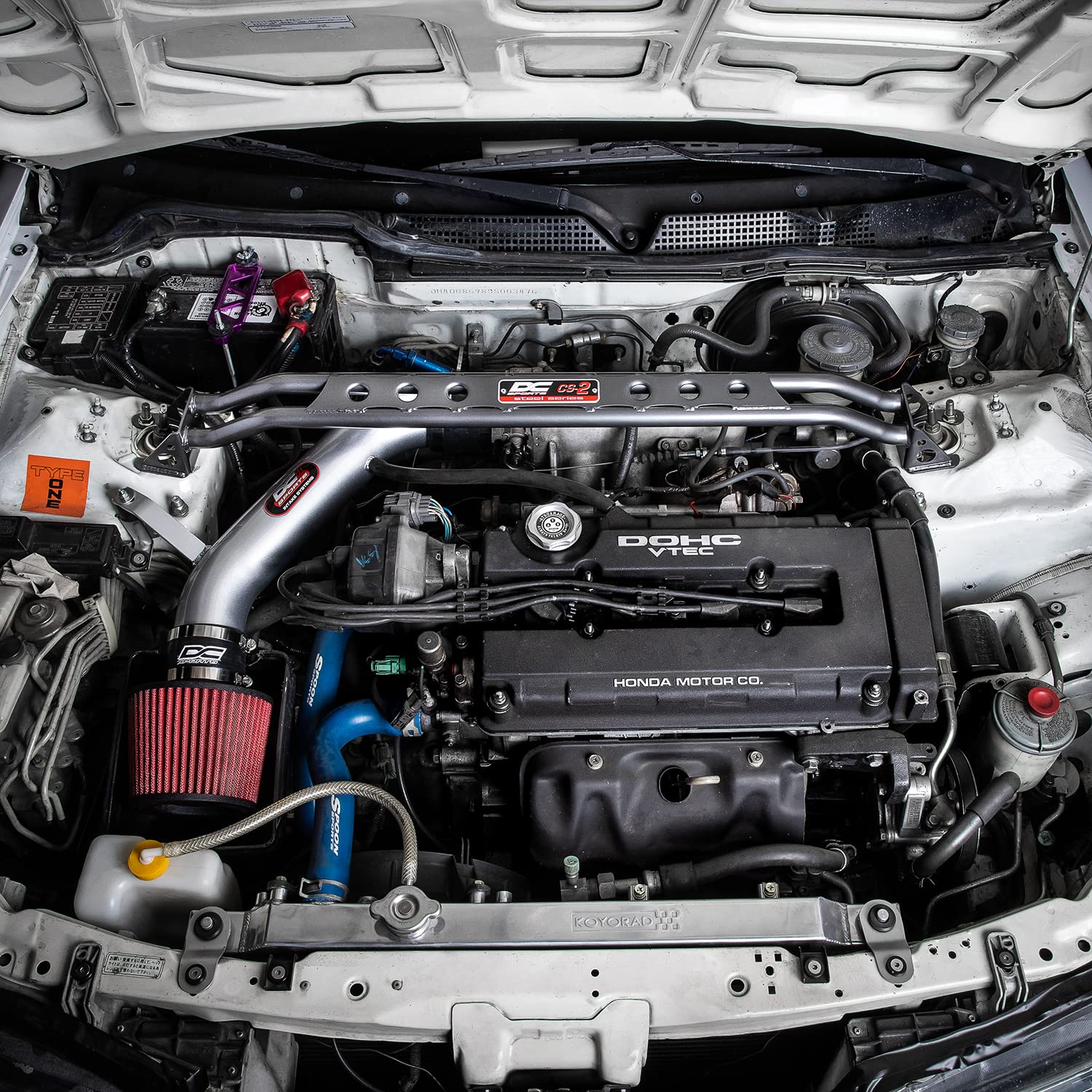 DC Sports Front Strut Bar - Compatible with 1999-2000 Honda Civic Si & 1994-2001 Acura Integra - Improves Handling & Stability for Street Racing & Performance Driving