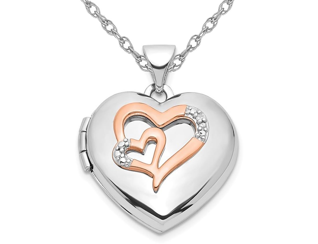 Sterling Silver Heart Locket Necklace with Chain - Romantic Gift for Her, Valentine's Day, Anniversary & Special Occasions