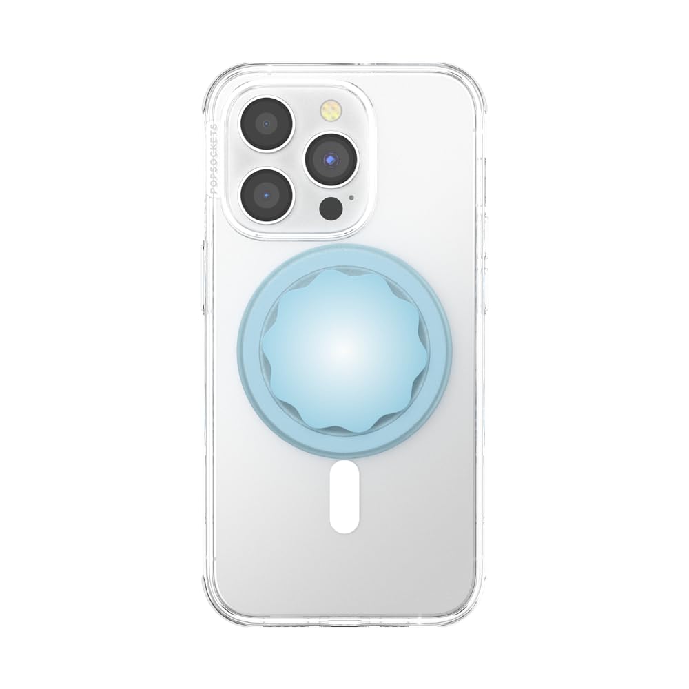 PopSockets Round Phone Grip with MagSafe Compatibility - Includes Adapter Ring, Secure Phone Holder, Works with Wireless Charging (Blue) - Perfect for iPhone 13/14/15, Daily Commute & Hands-Free Use