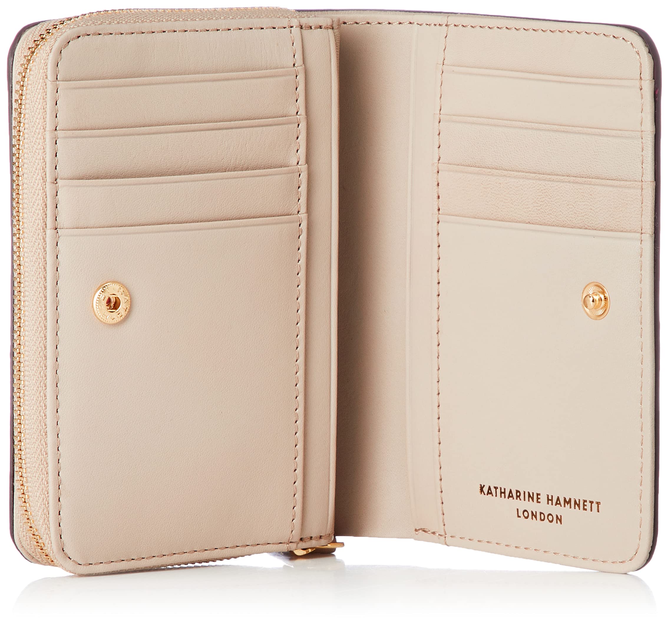 KATHARINE HAMNETT LONDON Women's Bi-Fold Zipper Wallet with Coin Purse - Stylish & Compact for Everyday Use, Travel, and Gift Giving