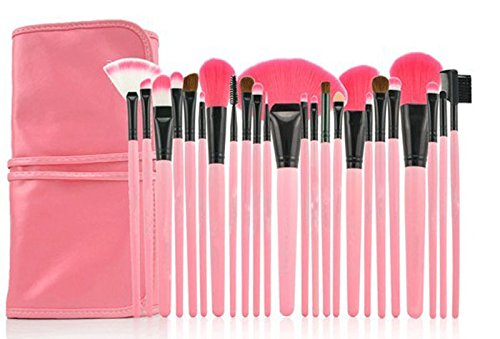 24Pcs Professional Makeup Brush Set with Soft Carrying Case - Travel Cosmetic Brush Organizer Pouch for Face, Eyes & Lips - Perfect for Makeup Artists, Beauty Enthusiasts & On-the-Go Touch Ups