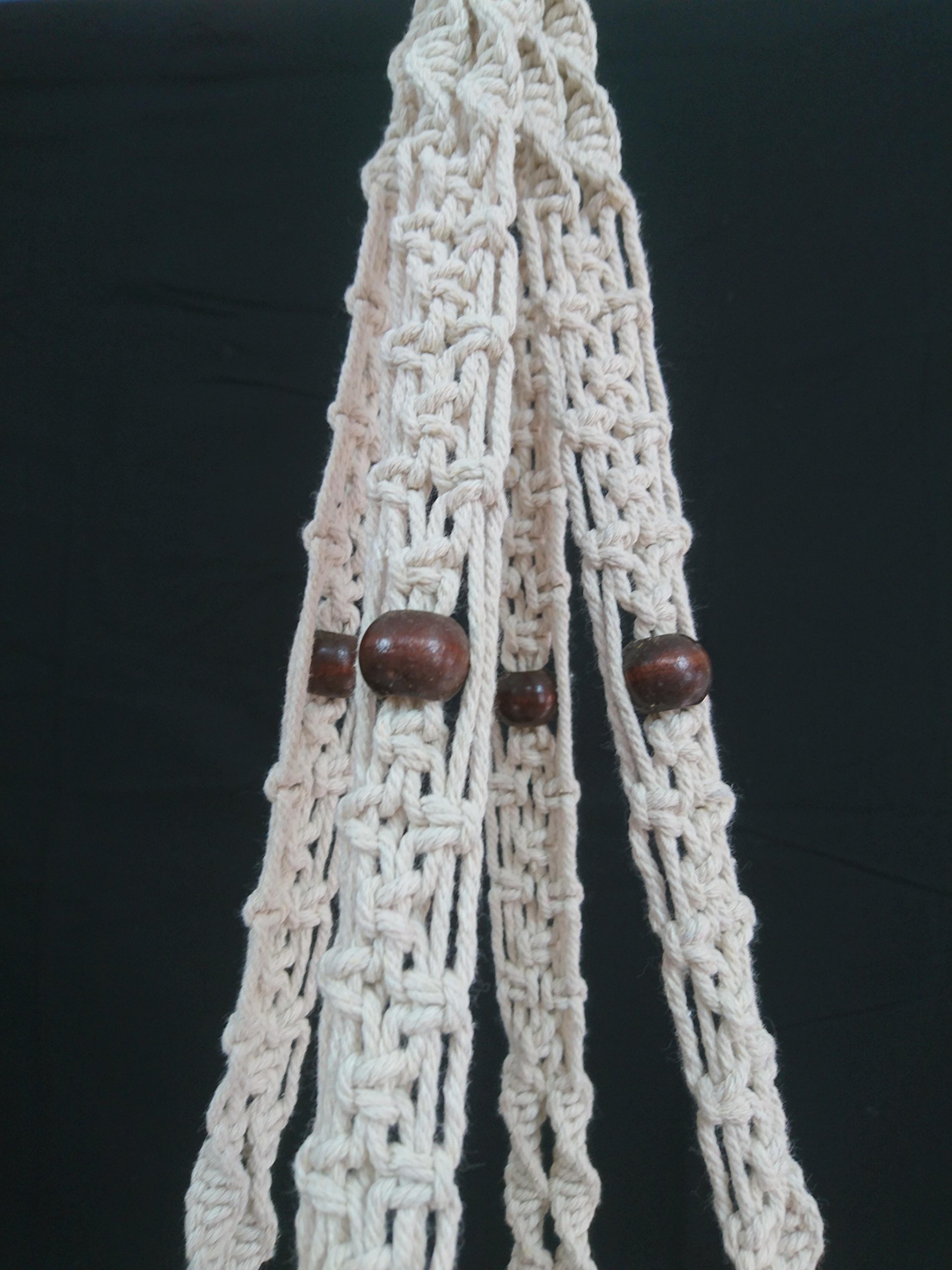 Macrame Plant Hanger - 4 Legs 59 Inch Hanging Planter for 12-13 Inch Pots (Cream Cotton) - Boho Home Decor for Indoor Plants, Living Room, Bedroom & Patio