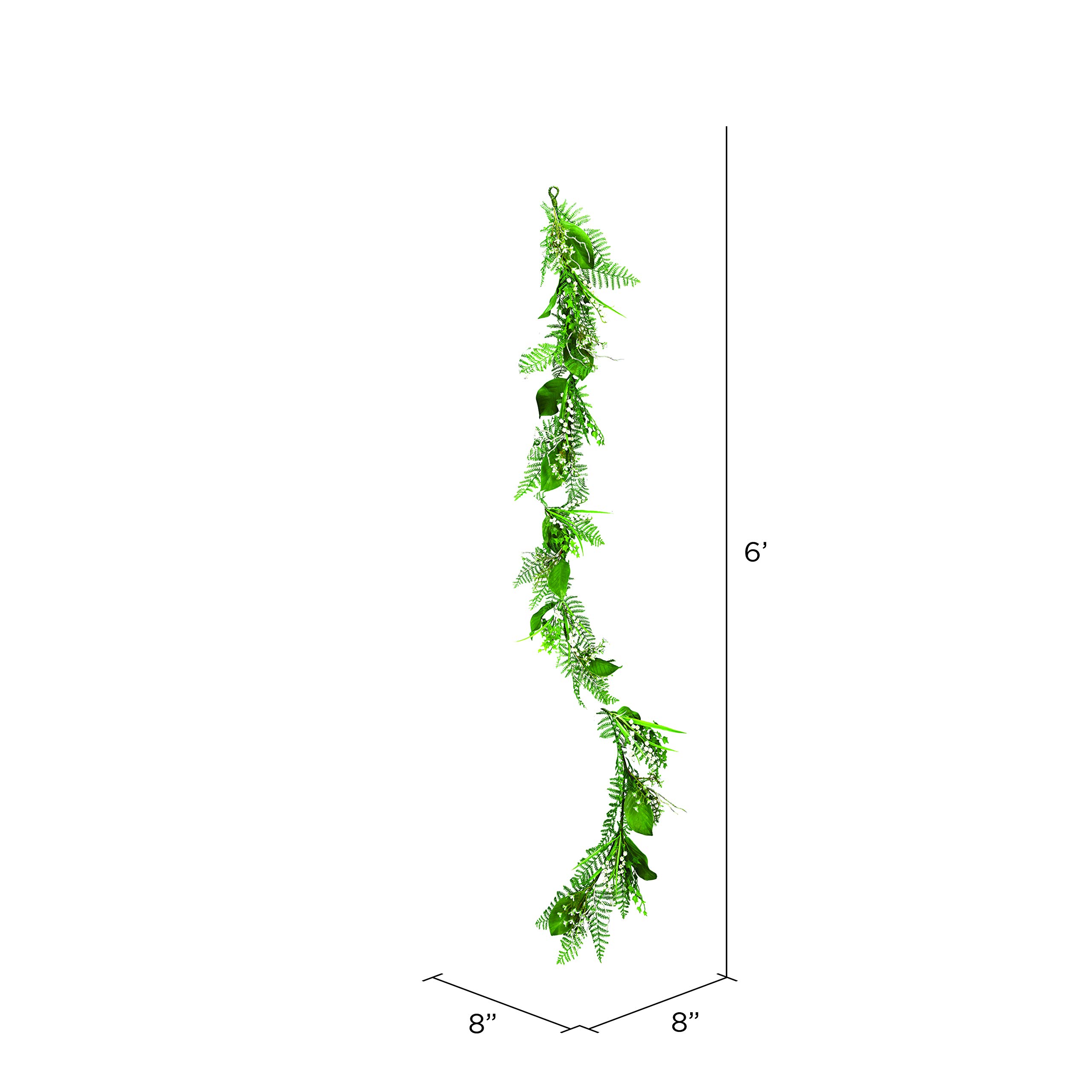Vickerman 6ft Artificial White Mini Flowers Greenery Garland - Faux Indoor Floral Vine for Home Office Decor - Maintenance Free Hanging Garland - Perfect for Weddings, Parties, and Seasonal Home Decoration