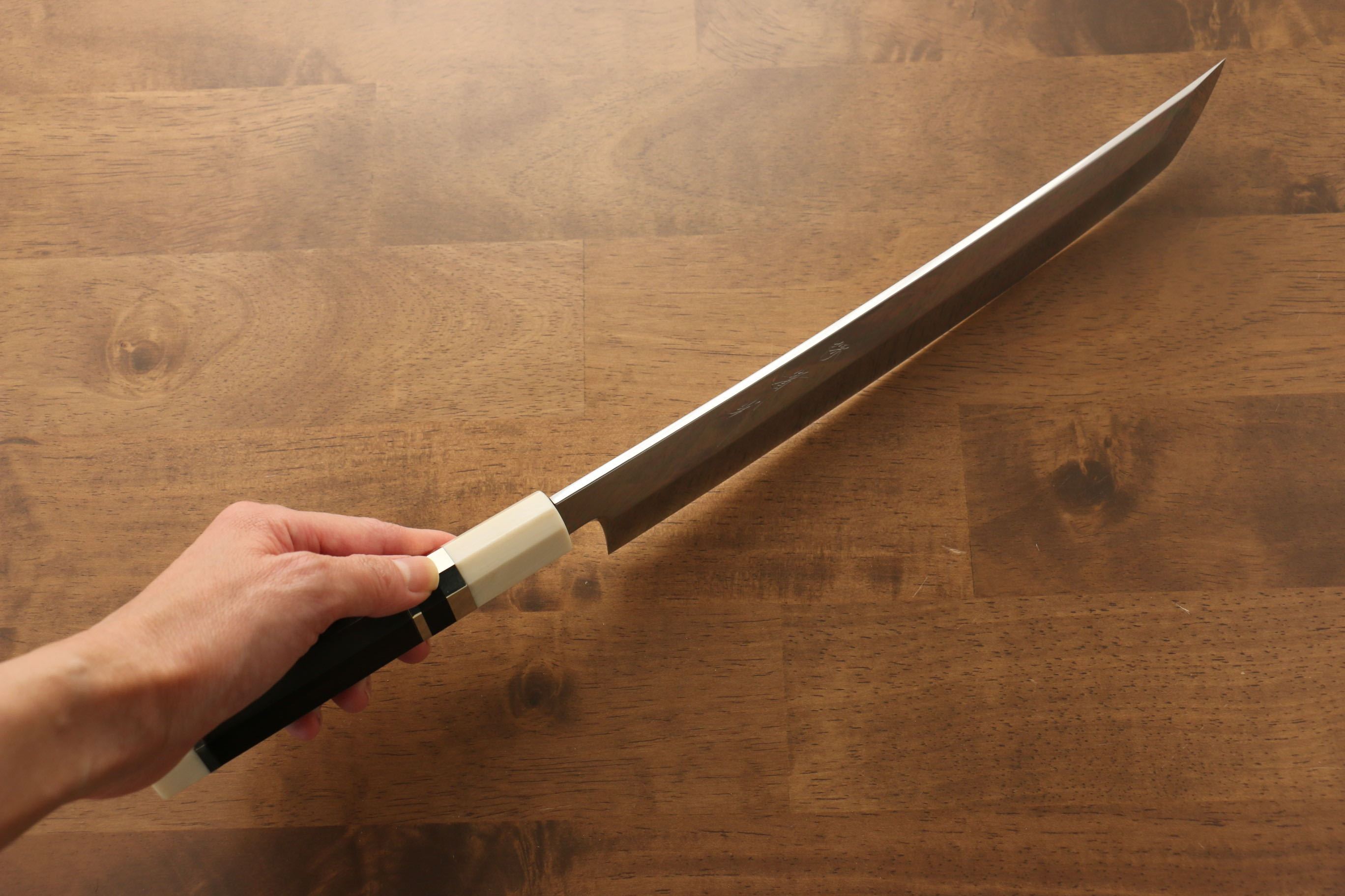 Premium Jikko Silver Steel No.3 Sakimaru Yanagiba 270mm Japanese Sushi Knife - Ebony Wood Handle with Decorative Ring - Perfect for Sushi Chefs & Japanese Cuisine Lovers