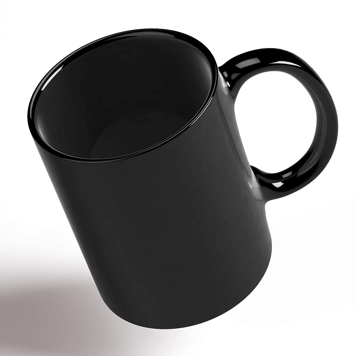 Ohio Plain Black Ceramic Coffee Mug - 11oz Microwave Safe Cylindrical Cup for Home, Office & Travel - Perfect for Hot/Cold Beverages, Tea & Espresso