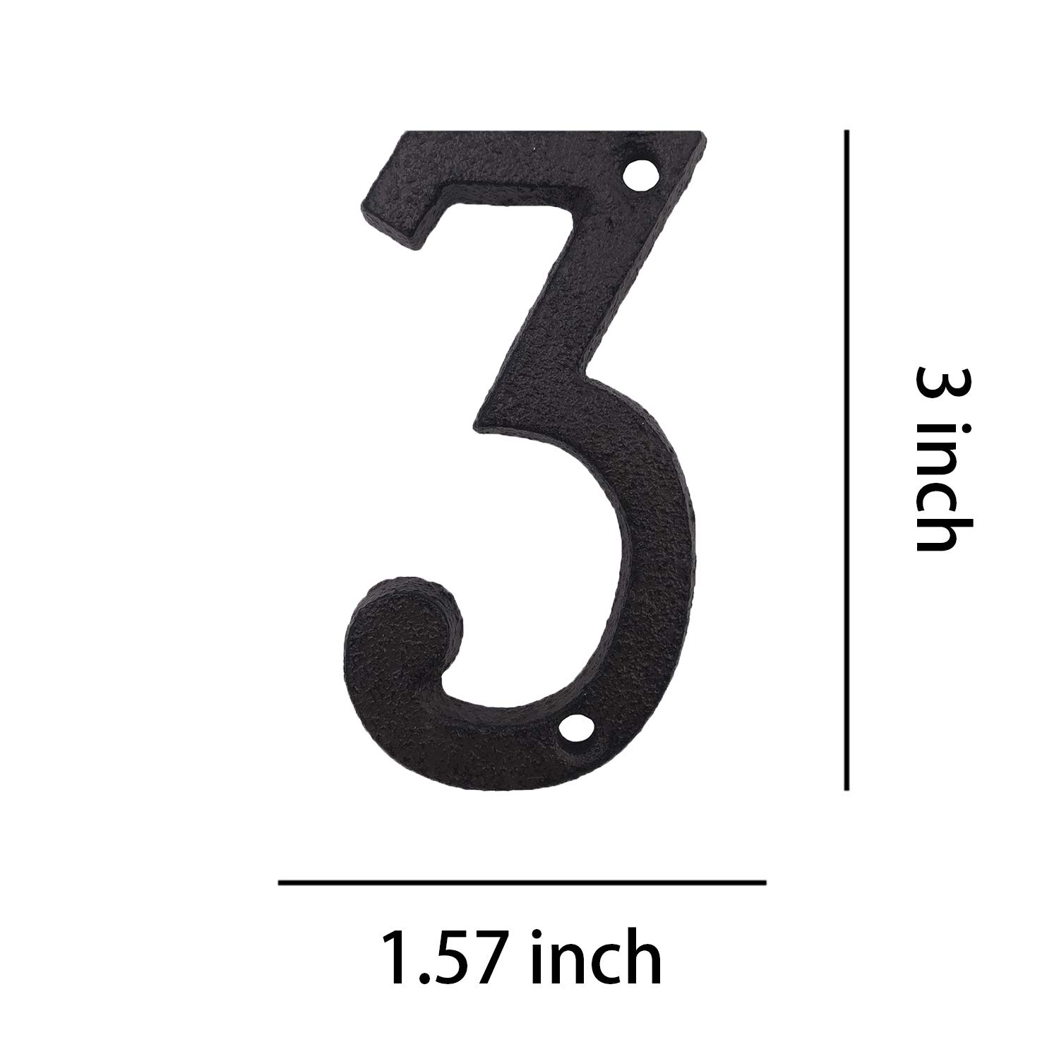 3 Inch Cast Iron House Numbers - Durable Mailbox & Home Address Plaque (Number 3) - Perfect for Front Door, Porch, Fence & Garden Decor