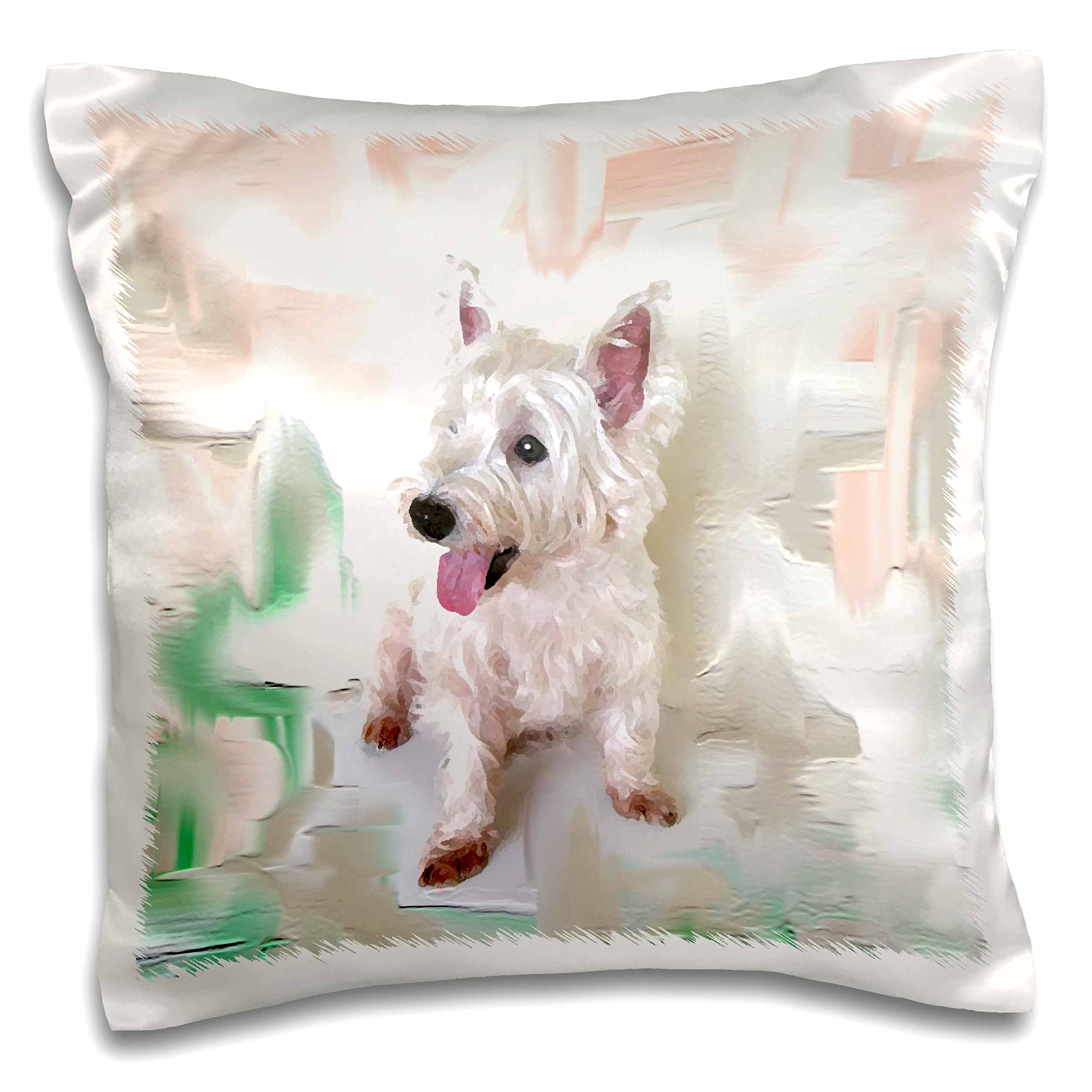 3dRose Westie Dog Pillow Case 16x16 Inch - Cute Pet Themed Decorative Throw Pillow Cover for Living Room, Bedroom, or Gift