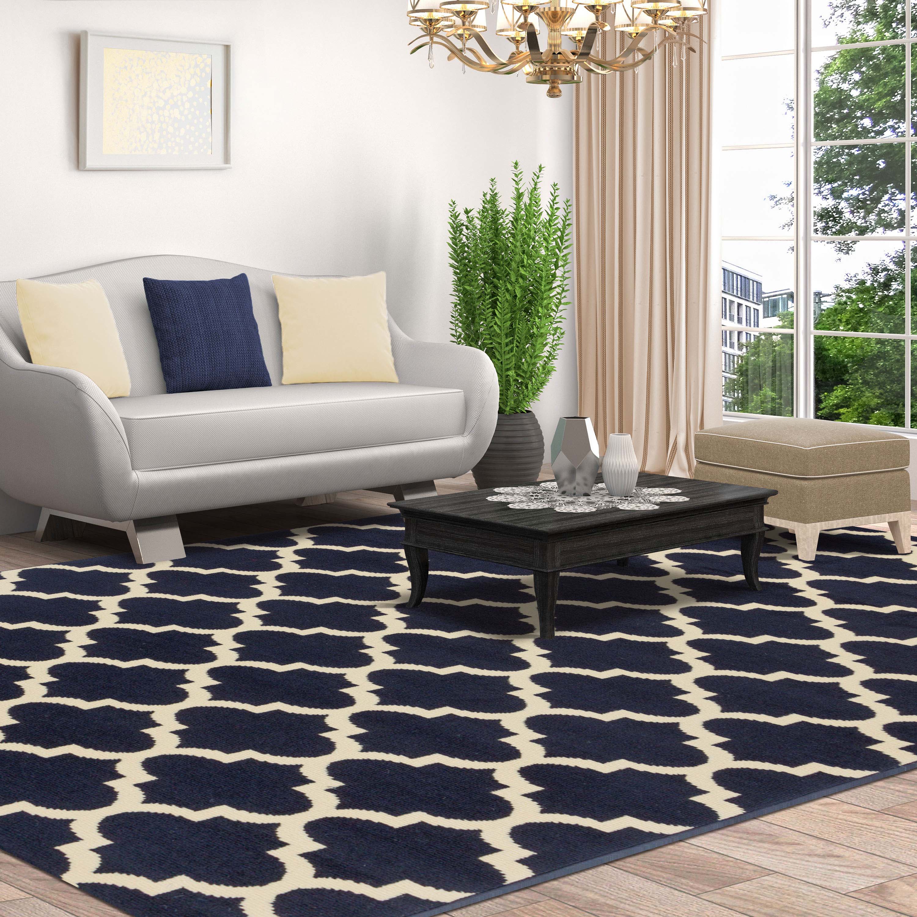 Modern Quatrefoil Geometric Trellis Indoor Area Rug - Non-Slip Soft Living Room Carpet for Bedroom, Nursery, Dorm & Home Decor - 5x7 Feet Grey Bohemian Style