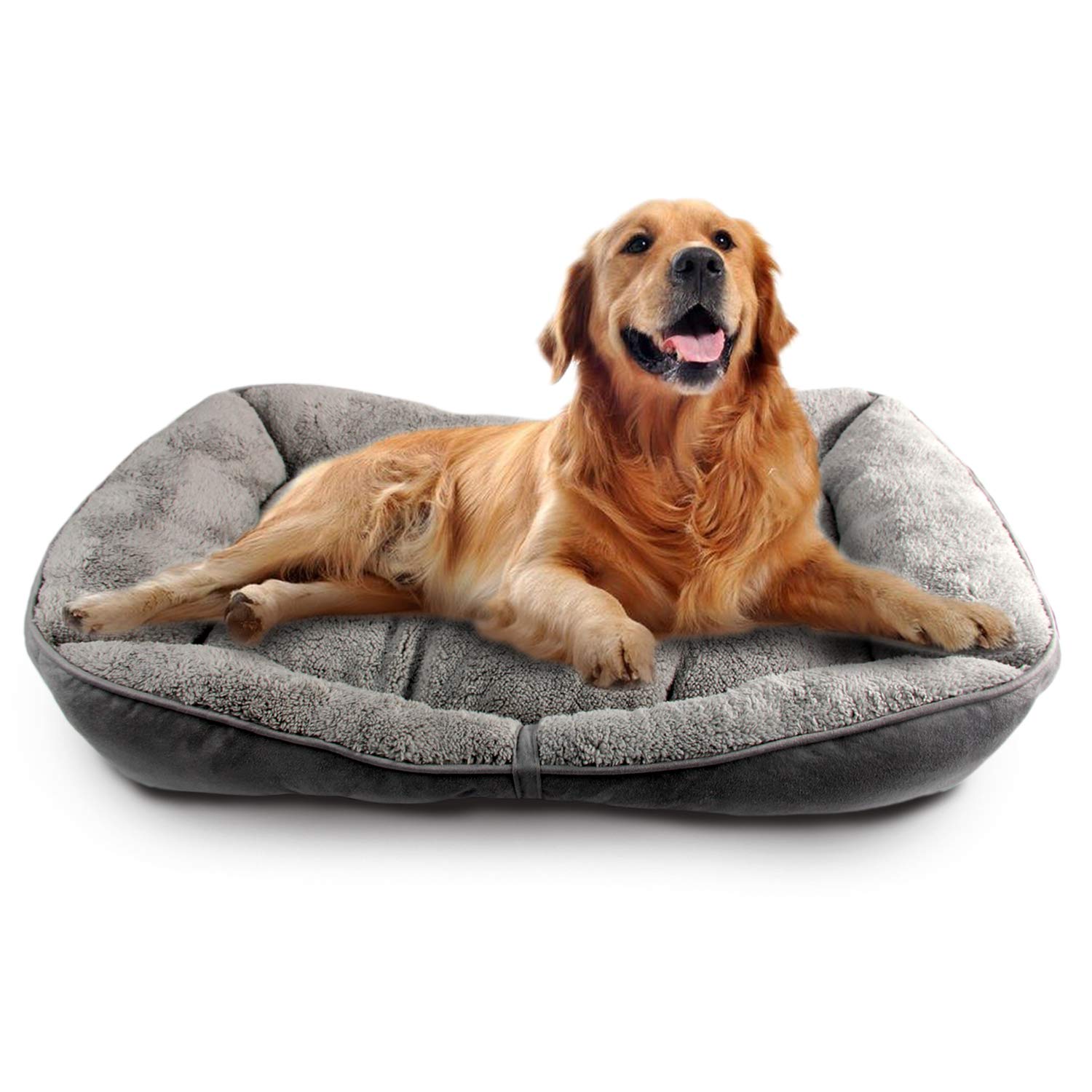 ALL FOR PAWS Ultra Soft Lambswool Dog Bed - Washable Bolster Cuddler Pet Bed for Dogs & Cats, Comfortable Puppy Bed with Supportive Bolster (Grey, Medium) - Perfect for Crates, Living Rooms & Bedrooms