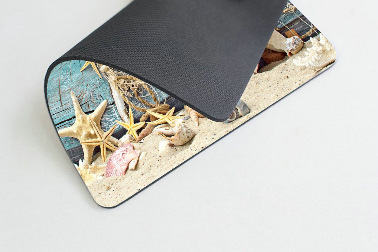 Non-Slip Rubber Gaming Mouse Pad with Seashell Conch Starfish Design - Perfect for Beach Themed Office, Gaming Setup & Coastal Decor