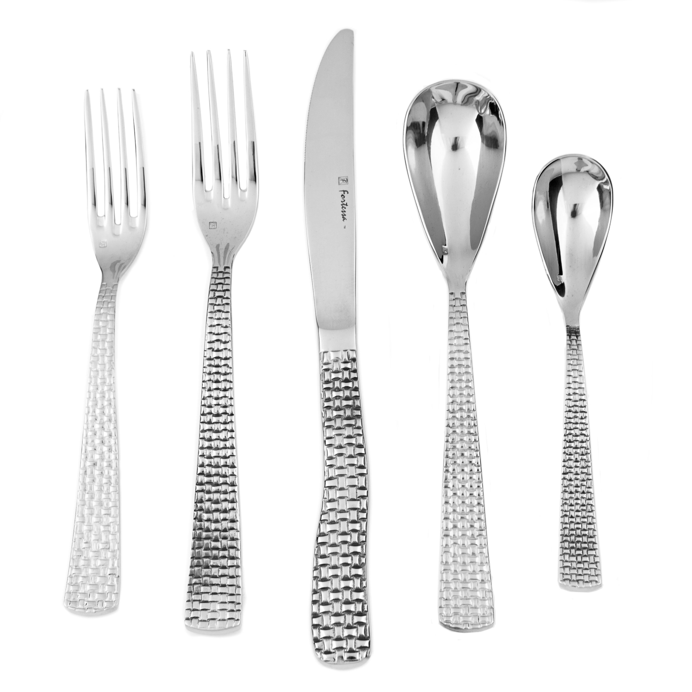 Fortessa Cestino 18/10 Stainless Steel Flatware Set - 12 Elegant Dessert & Oval Soup Spoons for Fine Dining & Entertaining