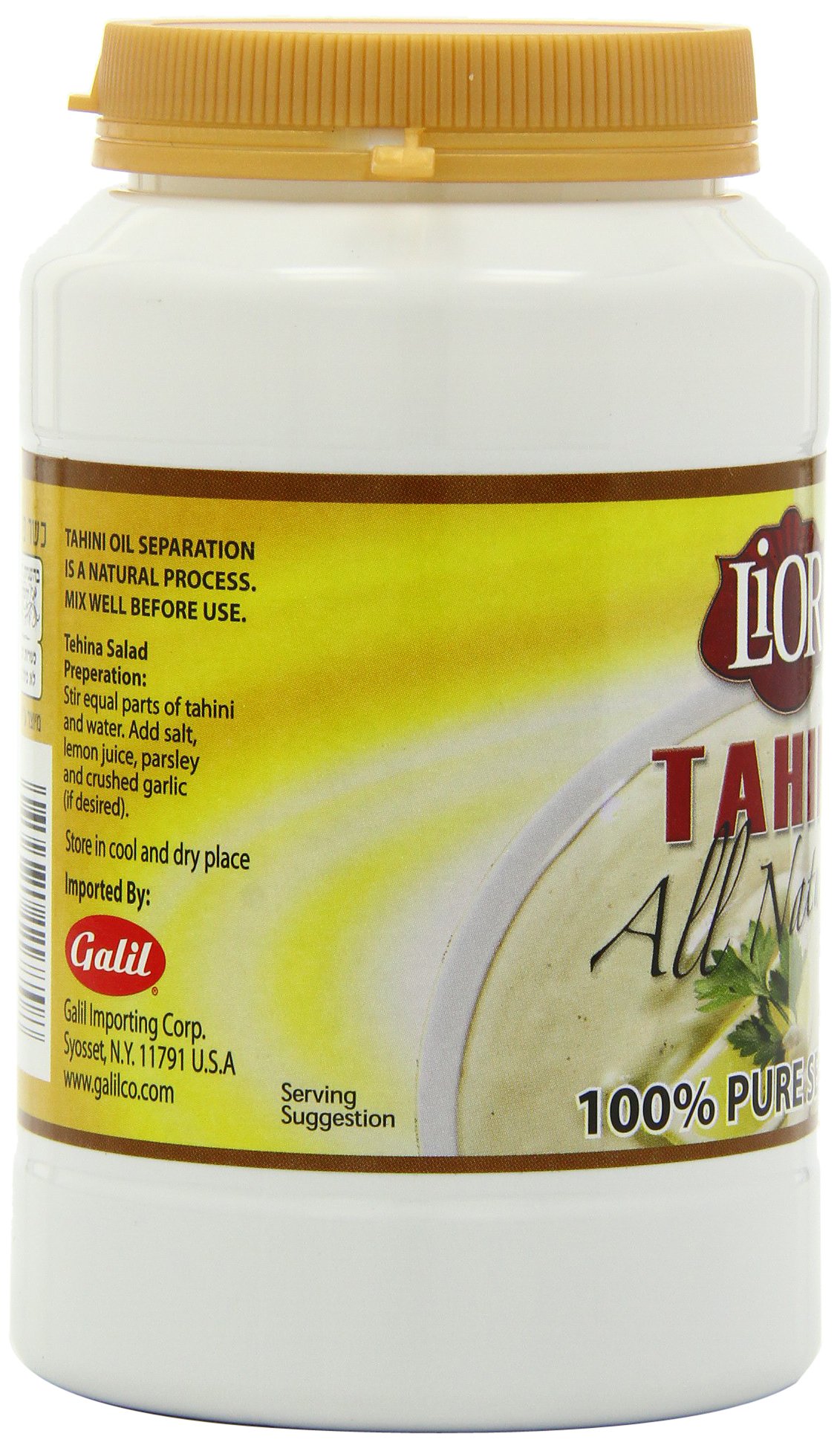 Organic LiOR Tahini - 100% Pure Ground Sesame Paste, 16 oz Jar (Pack of 1) | All Natural, Gluten-Free, Vegan | Perfect for Hummus, Salad Dressing & Baking