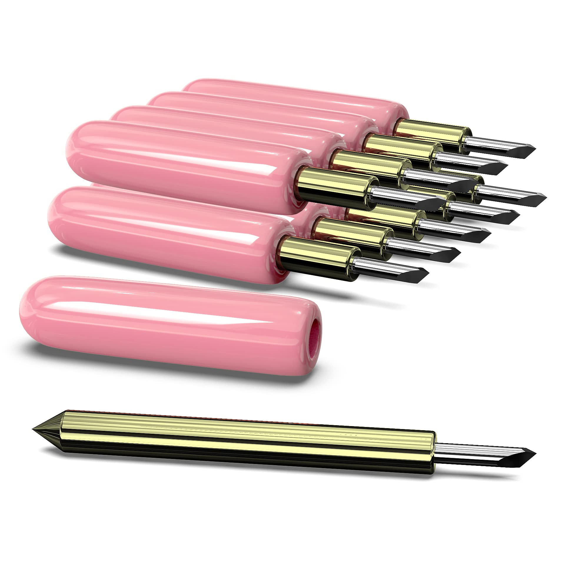 Hadwoer 50PCS Premium Deep Point Replacement Cutting Blades - Compatible with Cricut Explore Air 2, Air 3, Maker & Maker 3 - Pink Crafting Blades for Vinyl, Paper, Cardstock & Fabric Cutting