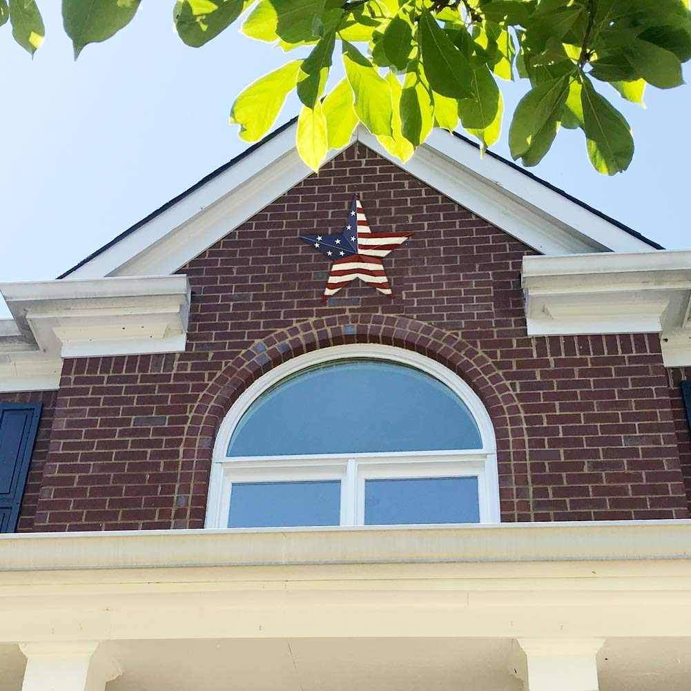 22in Patriotic Metal Barn Star Decor - USA Flag Wall Hanging for Door & Porch | July 4th & Memorial Day