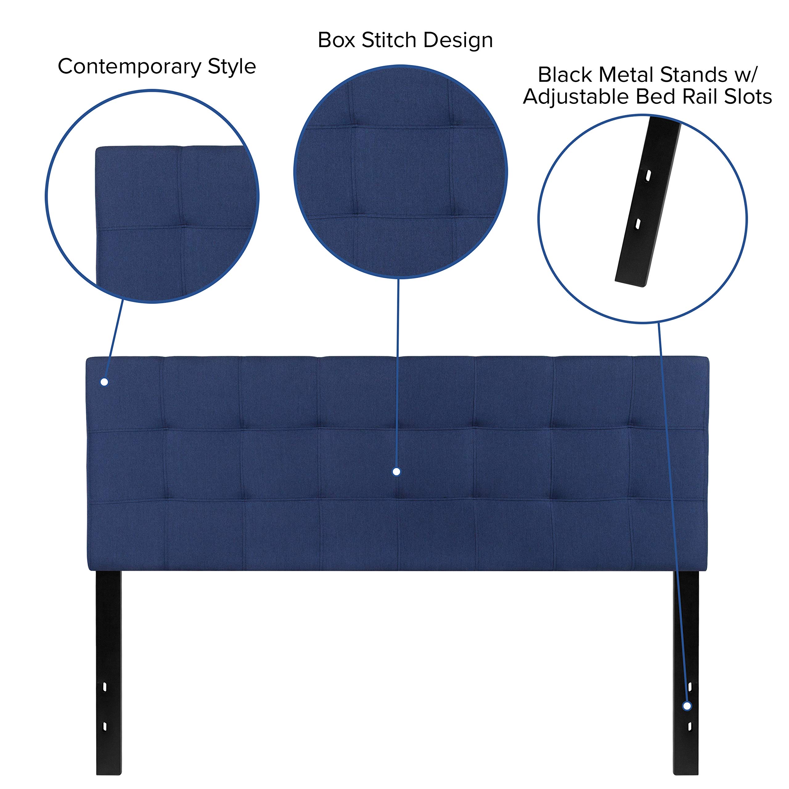 Flash Furniture Bedford Tufted Upholstered Queen Size Headboard - Navy Fabric Upholstered Bed Frame Headboard for Master Bedroom, Guest Room & Home Decor