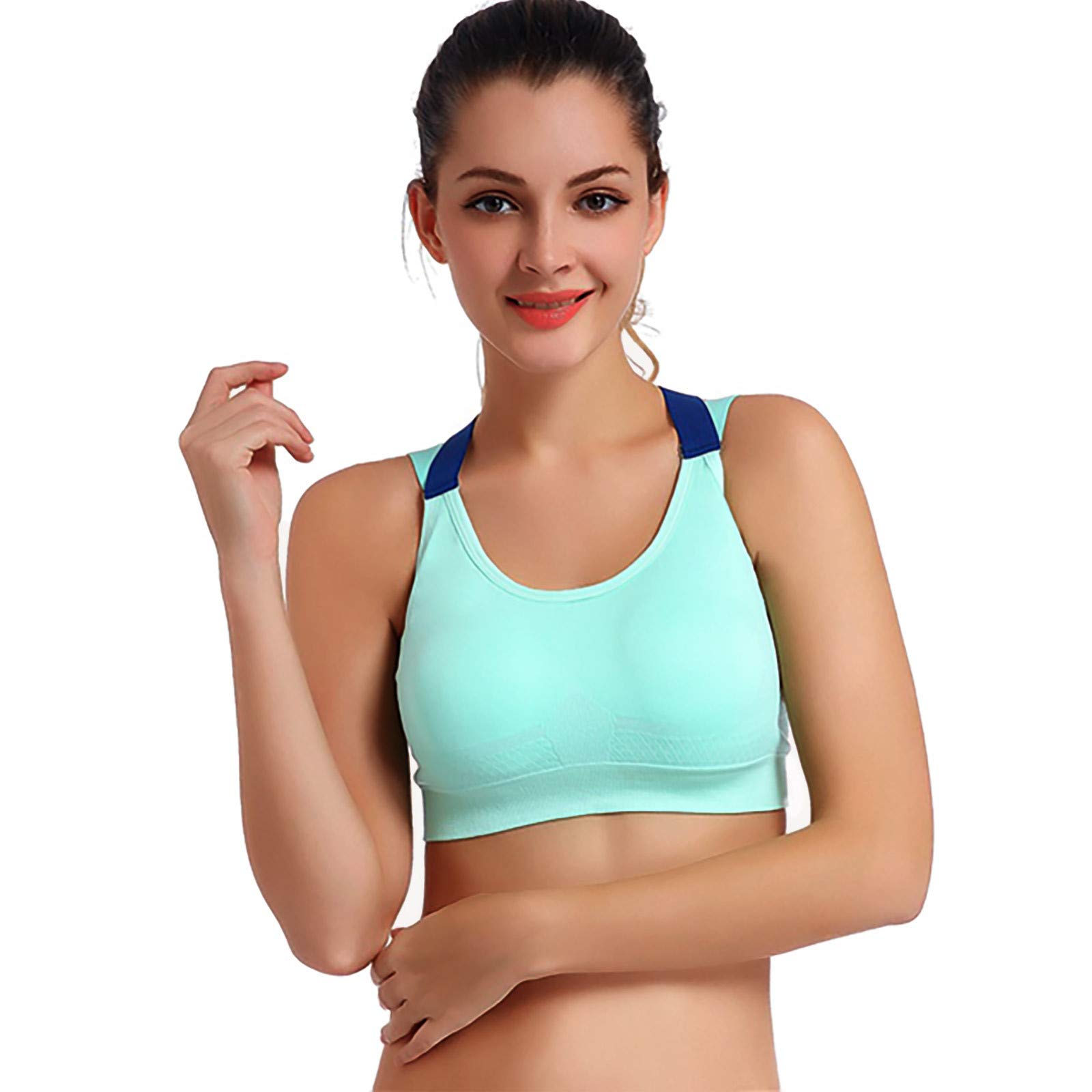 Stretch Gym Padded Tank Top - Seamless Women's Fitness Yoga Sports Bra - Workout Intimates for Running & Yoga (Green, L) - Perfect for Gym, Yoga & Active Wear