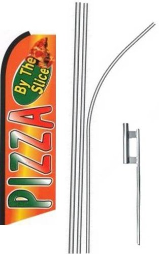 5-Pack 15' Pizza by The Slice Swooper #4 Feather Flag Kit - Perfect for Pizzerias, Food Trucks & Outdoor Advertising