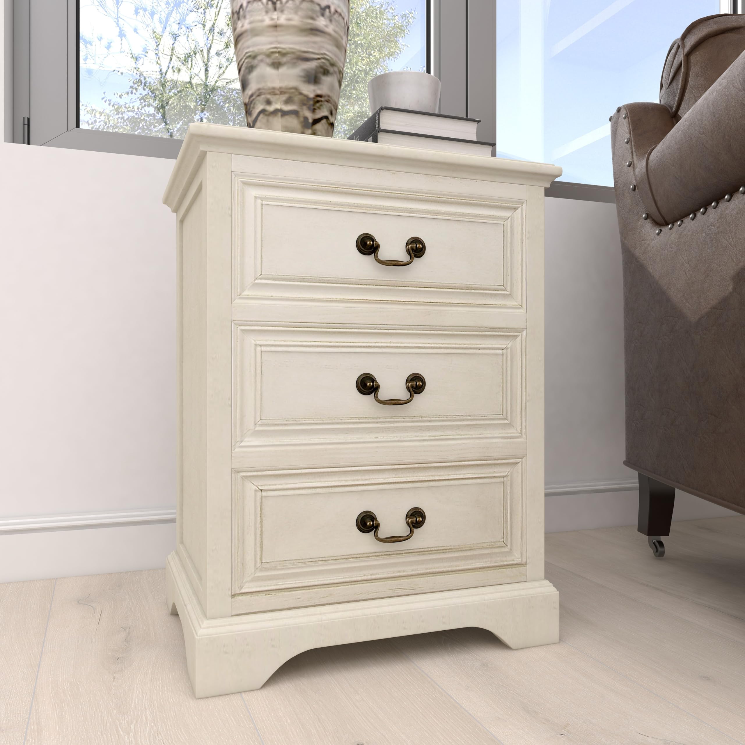 Deco 79 Wooden 3-Drawer Storage Cabinet - Cream Accent Cabinet 17