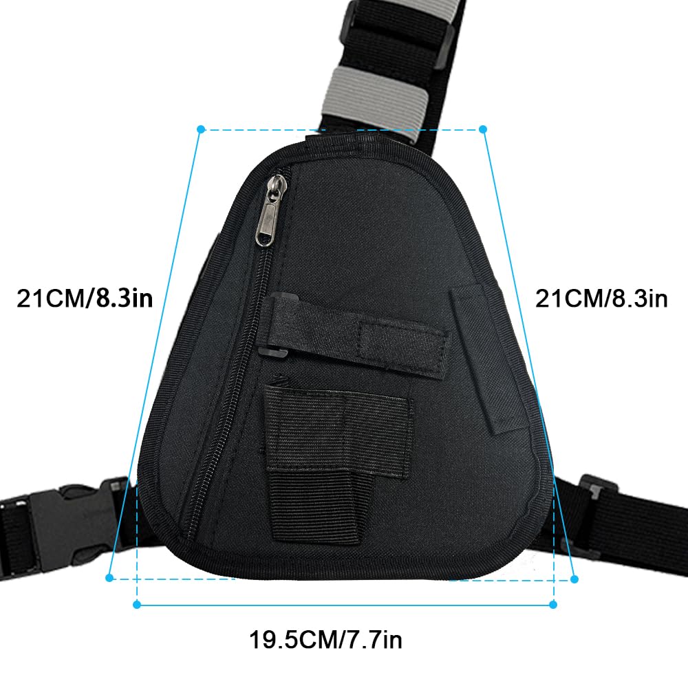 Universal Radio Chest Harness - Adjustable Shoulder Strap Walkie Talkie Pouch for Baofeng UV5R, Motorola EP450, Retevis - Tactical Radio Holster for Outdoor, Hiking, Construction & Security Use