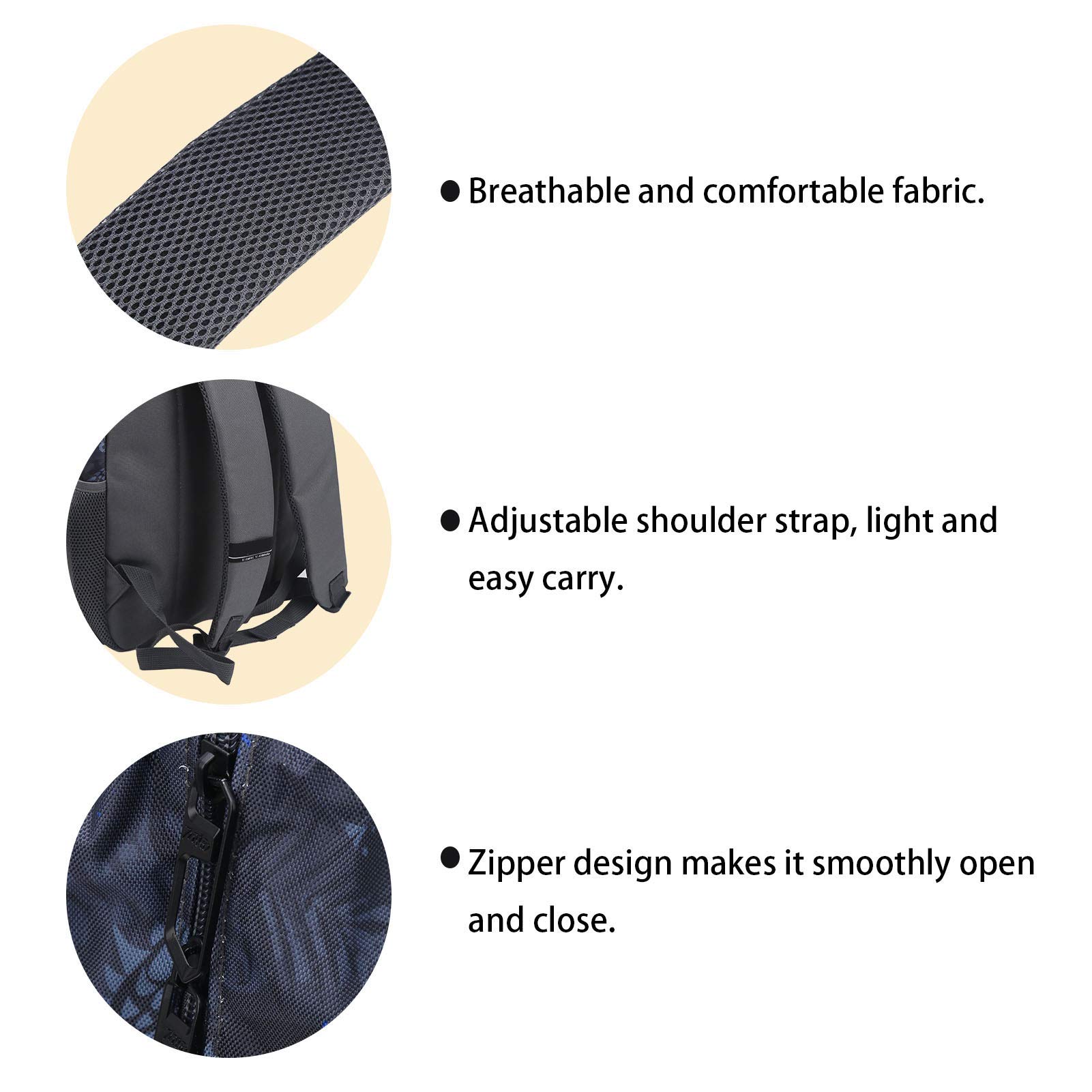 Durable Light Gray School Backpack with Smooth Zipper - Perfect for School, Travel & Shopping | Ergonomic Design for Students & Commuters