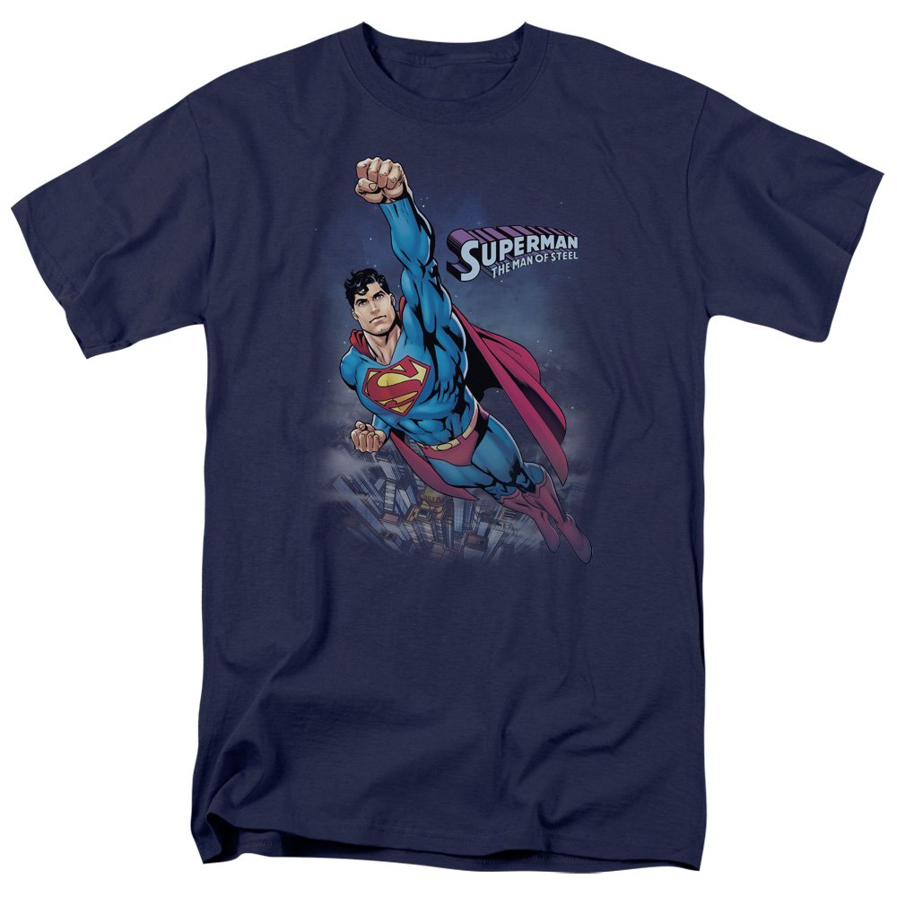 Superman Twilight Flight Graphic T-Shirt for Men - Size XL - Comfortable Cotton Tee for Casual Wear, Cosplay & Superhero Fans