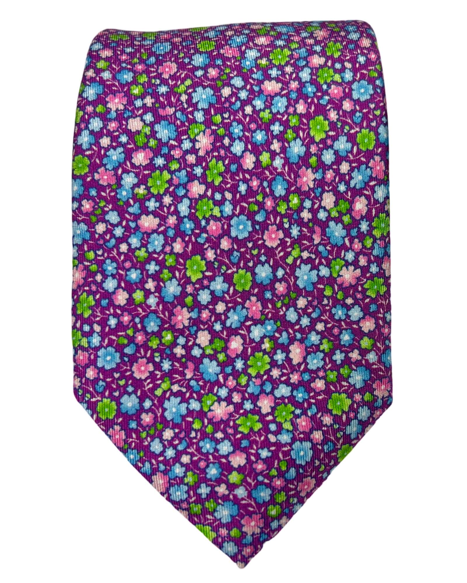 DÉCLIC Bello Floral Tie in Mauve - Elegant Floral Pattern Silk Necktie for Men, Perfect for Weddings, Business Meetings & Formal Events