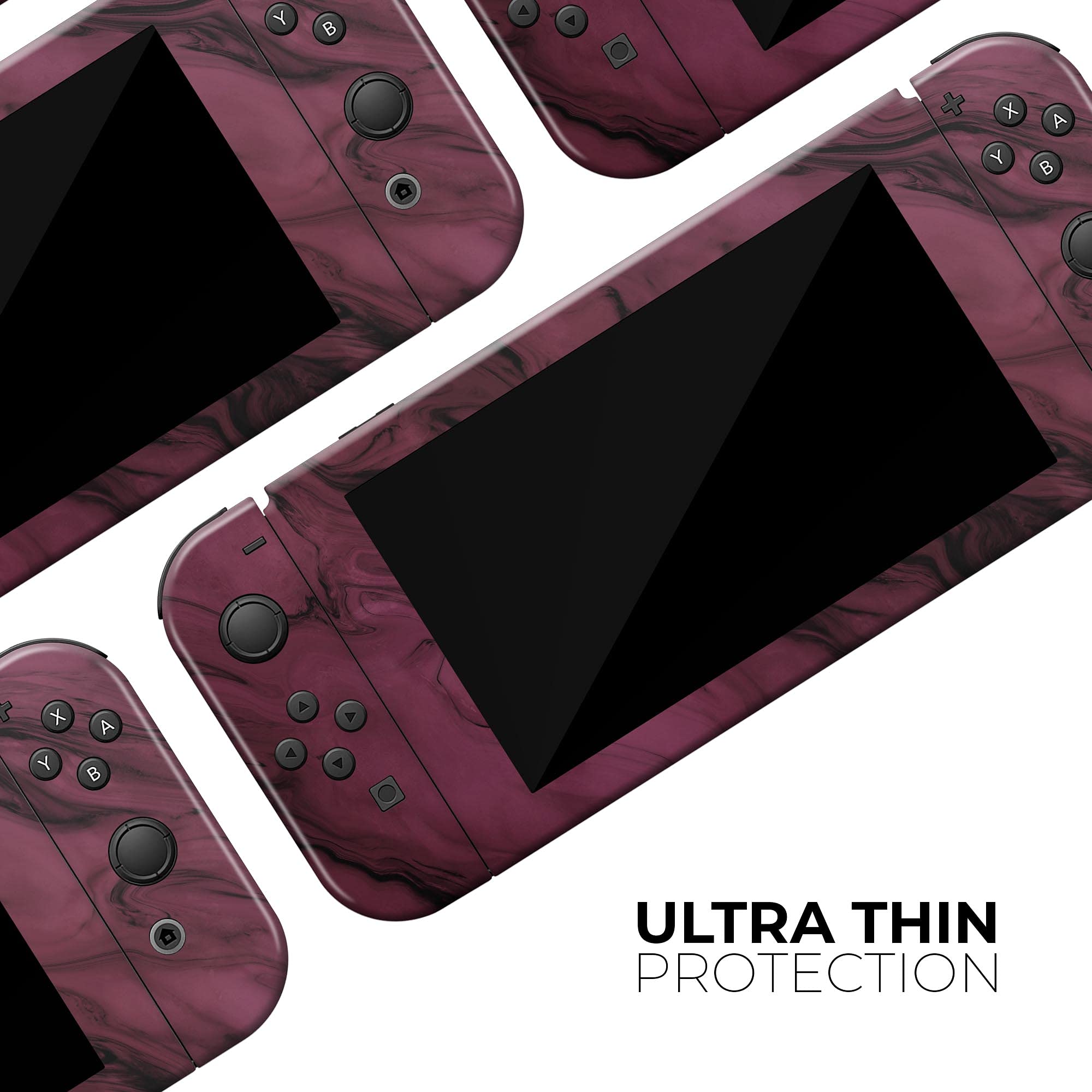 Nintendo Switch Skin Decal - Black & Pink Marble Vinyl Wrap Cover | Scratch-Resistant, Removable Protective Case | Compatible with Switch Console Bundle | Perfect for Gaming Protection & Customization