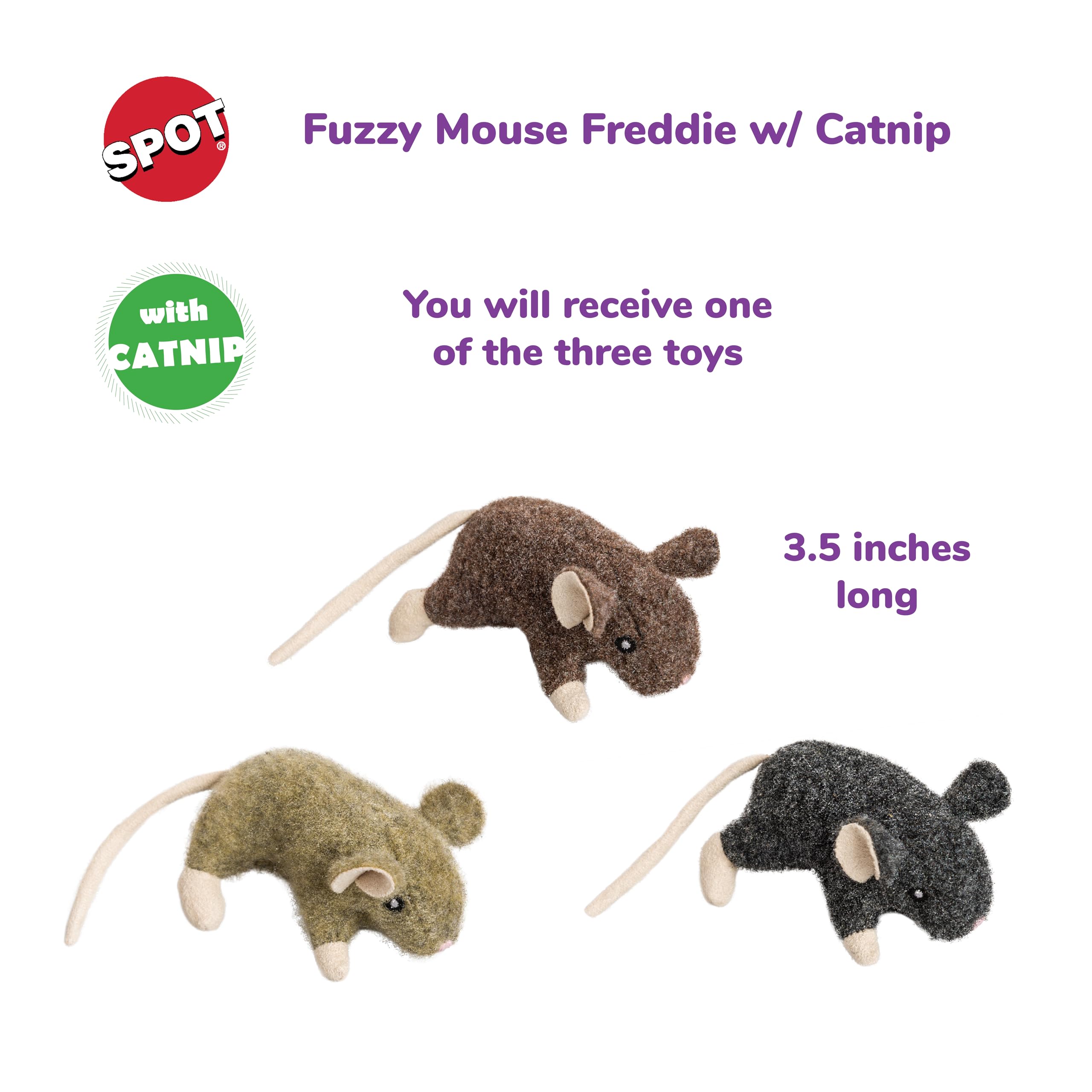 SPOT Ethical Pets 52084 Wool Mouse Willie Catnip Cat Toys - Fun Interactive Play for Indoor Cats, Perfect for Teething Kittens & Stress Relief
