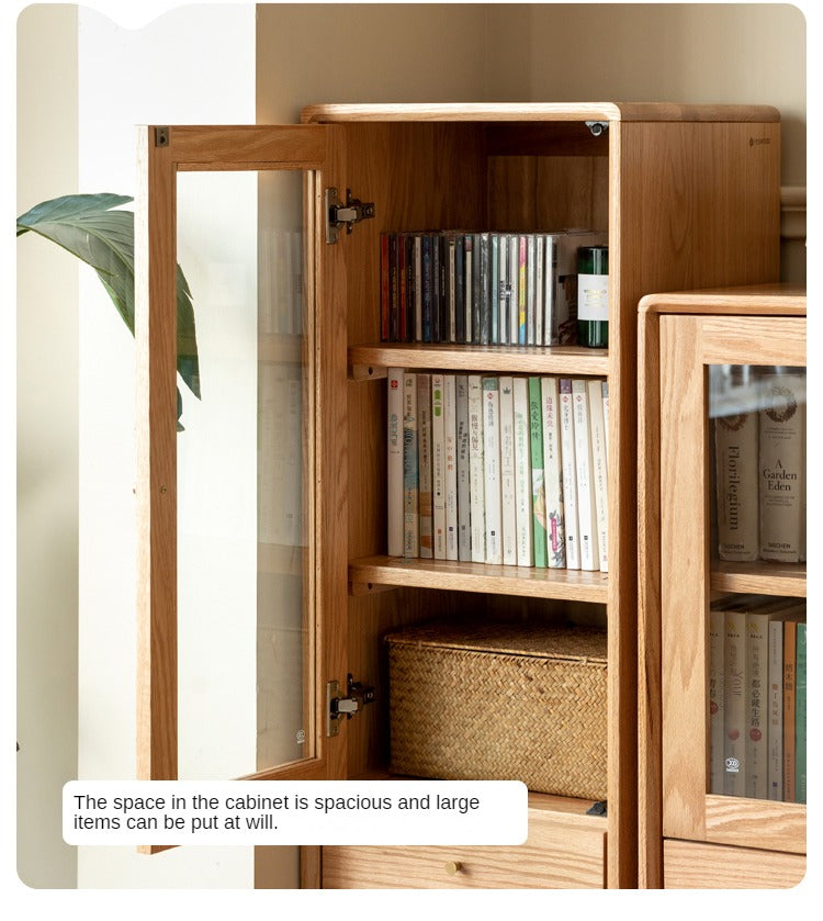 Solid Oak Wood Side Cabinet - Rustic Storage Cabinet for Living Room, Bedroom, or Entryway - Perfect for Organizing Books, Decor & Essentials