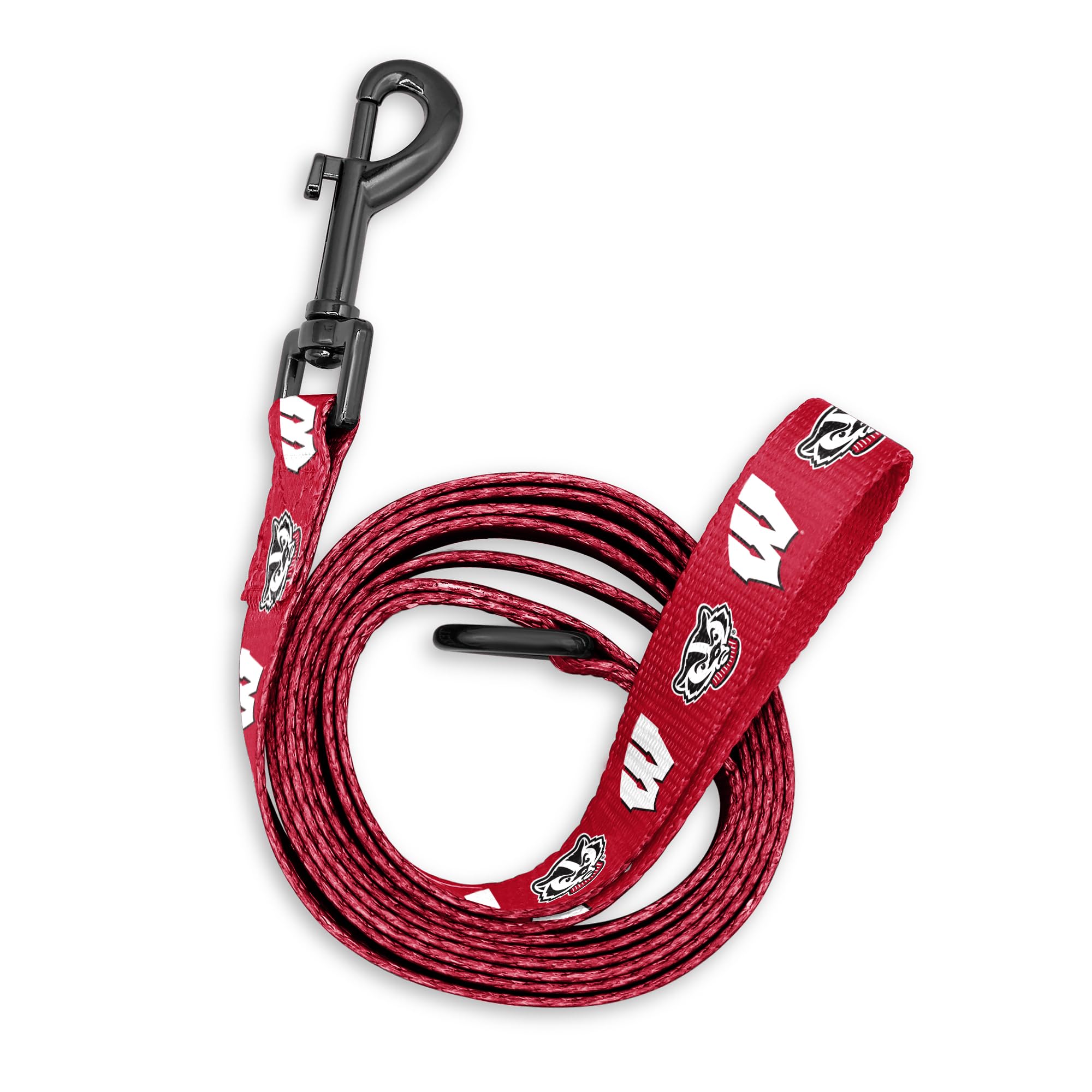 Official Wisconsin Badgers Pet Collar & Leash Set - NCAA Licensed Dog Accessories for Small Medium Large Dogs - 6FT Durable Nylon Leash for Walking Training (Game Day, Outdoor Adventures, Daily Walks)