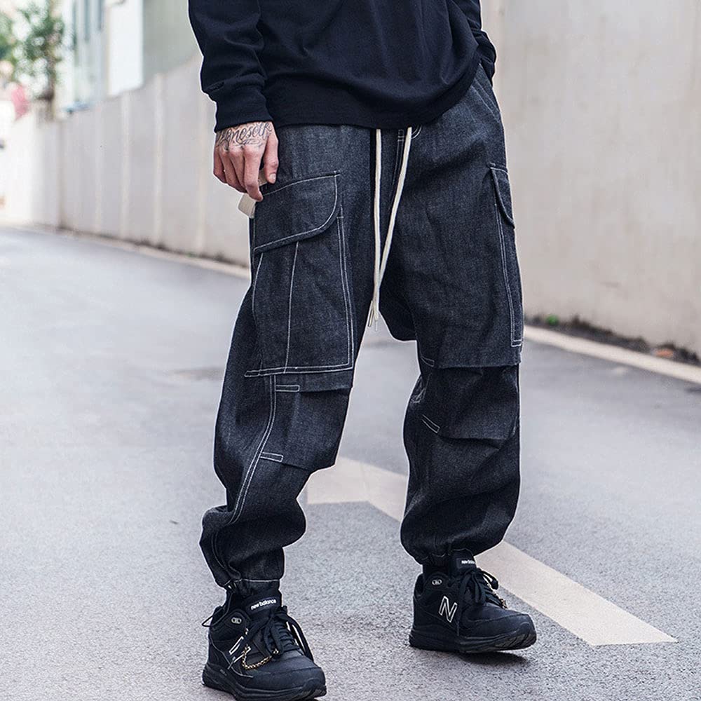 **Astellarie Men's Baggy Cargo Joggers - Loose Fit Casual Sweatpants with Drawstring & Multi-Pockets | Hip-Hop Streetwear, Workout, Lounge & Travel Pants**