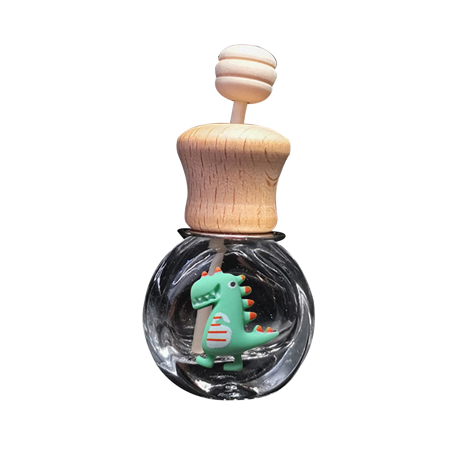 Premium Car Air Freshener Set - 2 Pack Bottle-Shaped Glass Vent Clip with Natural Wood Lid | Easy Install Car Perfume Diffuser | Dinosaur-Themed Interior Accessories | Perfect for Sedans, SUVs & Office Spaces