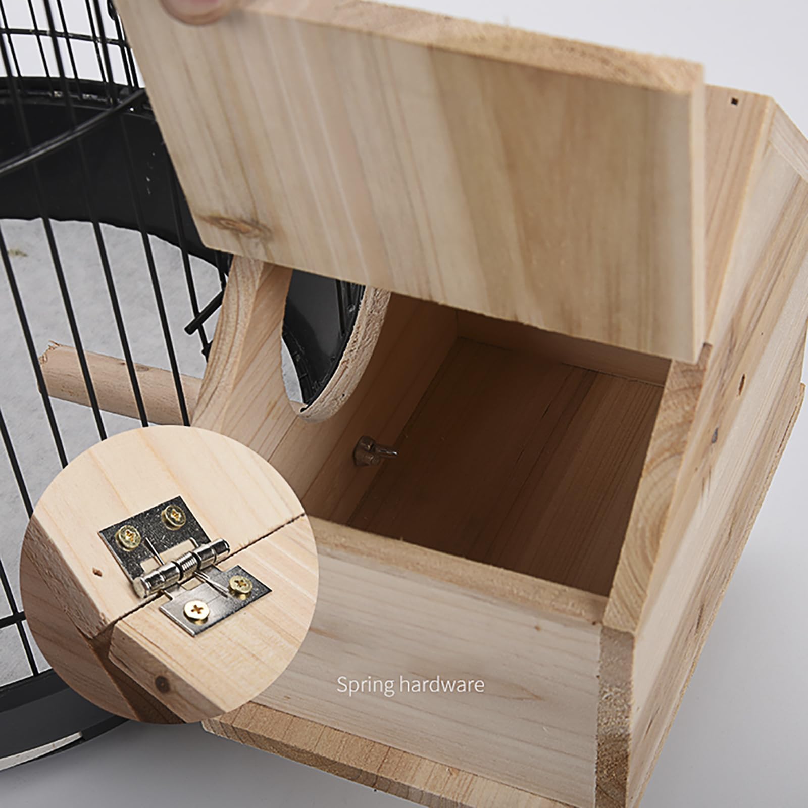 OMEM Wooden Parrot Breeding Box - Natural Bird Nest House for Parakeets, Cockatiels & Lovebirds - Durable Wooden Bird Cage Accessory with Perch Stand - Perfect for Aviary, Pet Store & Home Breeding Use