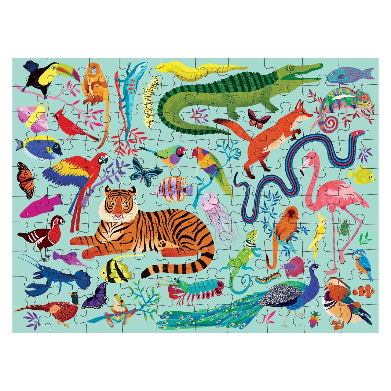 Double Sided 100-Piece Animal Kingdom Jigsaw Puzzle for Kids - Fun Educational Toy for Family Game Night & Classroom Learning Activities