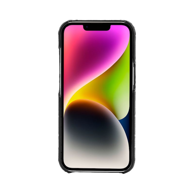 Premium Slim Leather Case with Raised Design for iPhone 14 - Black | Protective Cover for Everyday Use & Business Meetings
