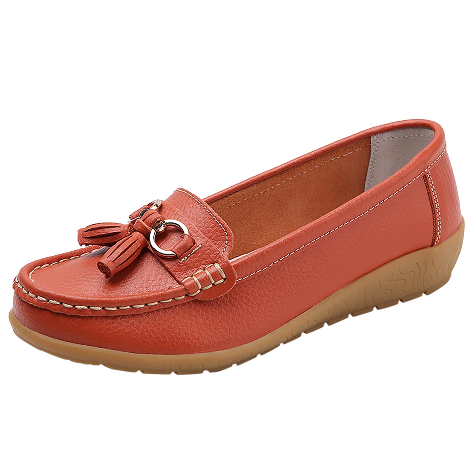 MLAGJSS Women's Comfortable Leather Loafers - Slip On Flat Walking Shoes for Women | Perfect for Office, Travel & Casual Wear