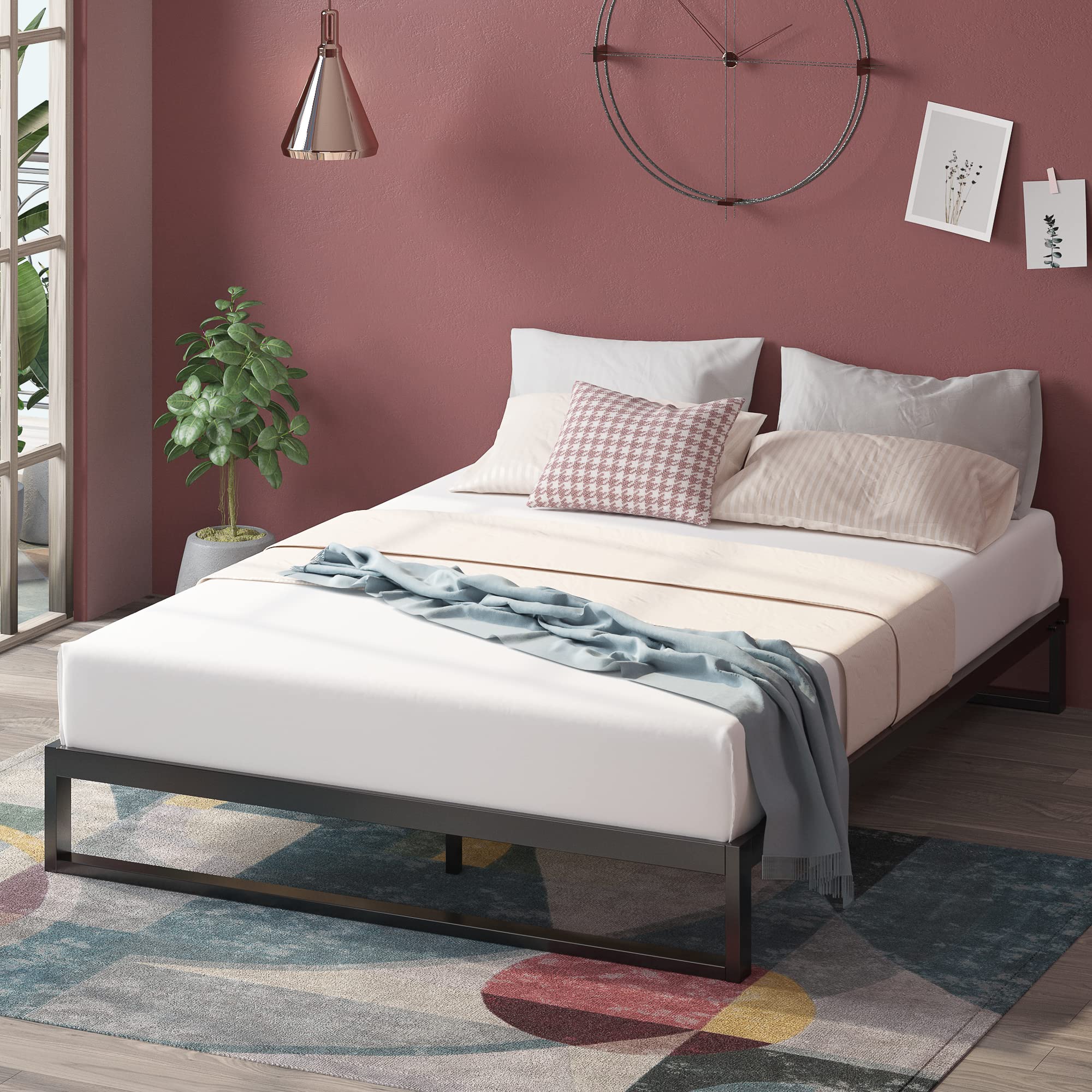 ZINUS Parker Metal Platform Bed Frame with Wood Slat Support - No Box Spring Needed, Easy Assembly, Full Size Bed Frame for Bedroom - Perfect for Modern Homes, Apartments & Guest Rooms