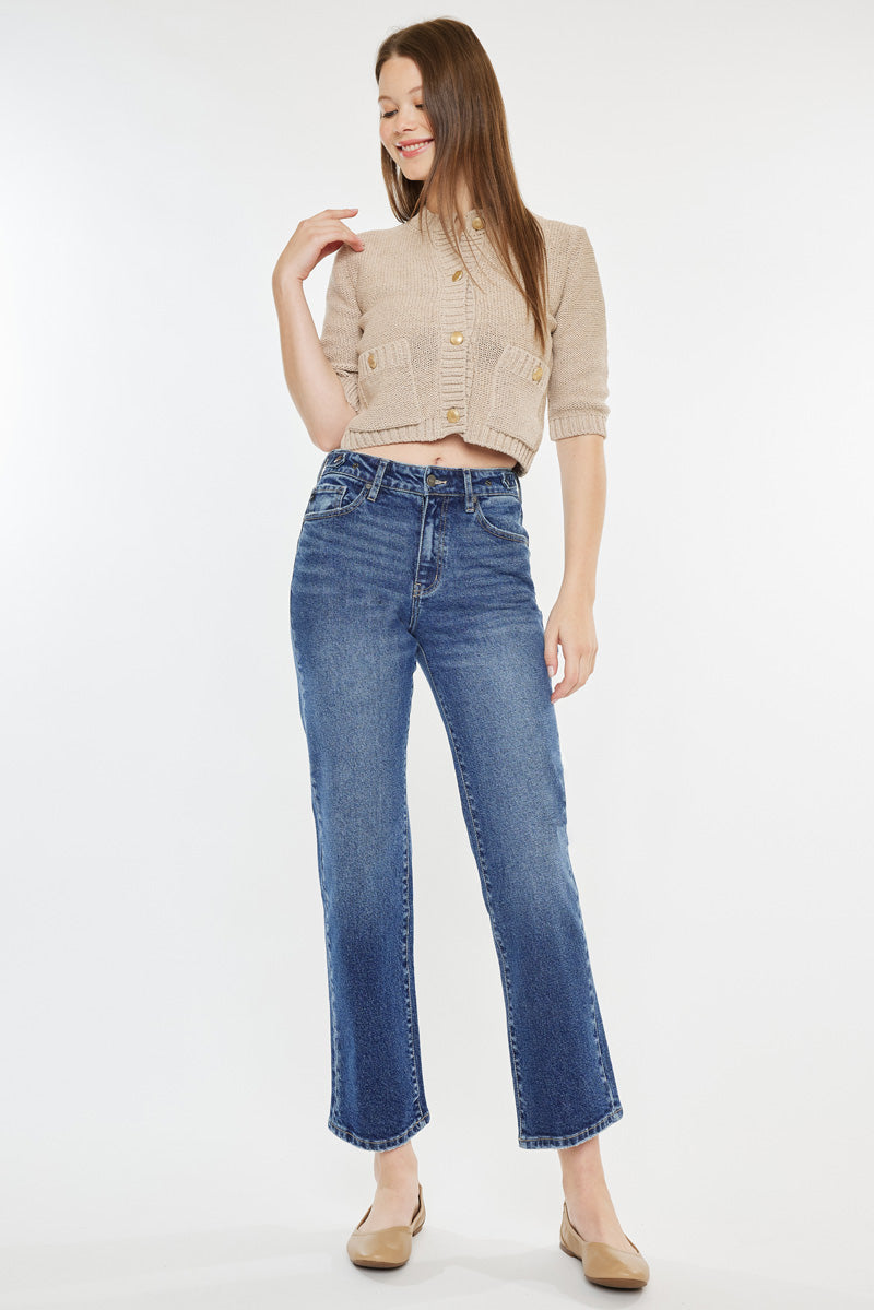 Ashley High Rise True Straight Jeans for Women - Classic Stretch Denim Pants, Comfortable & Flattering Fit - Perfect for Casual Wear, Office, and Everyday Outfits